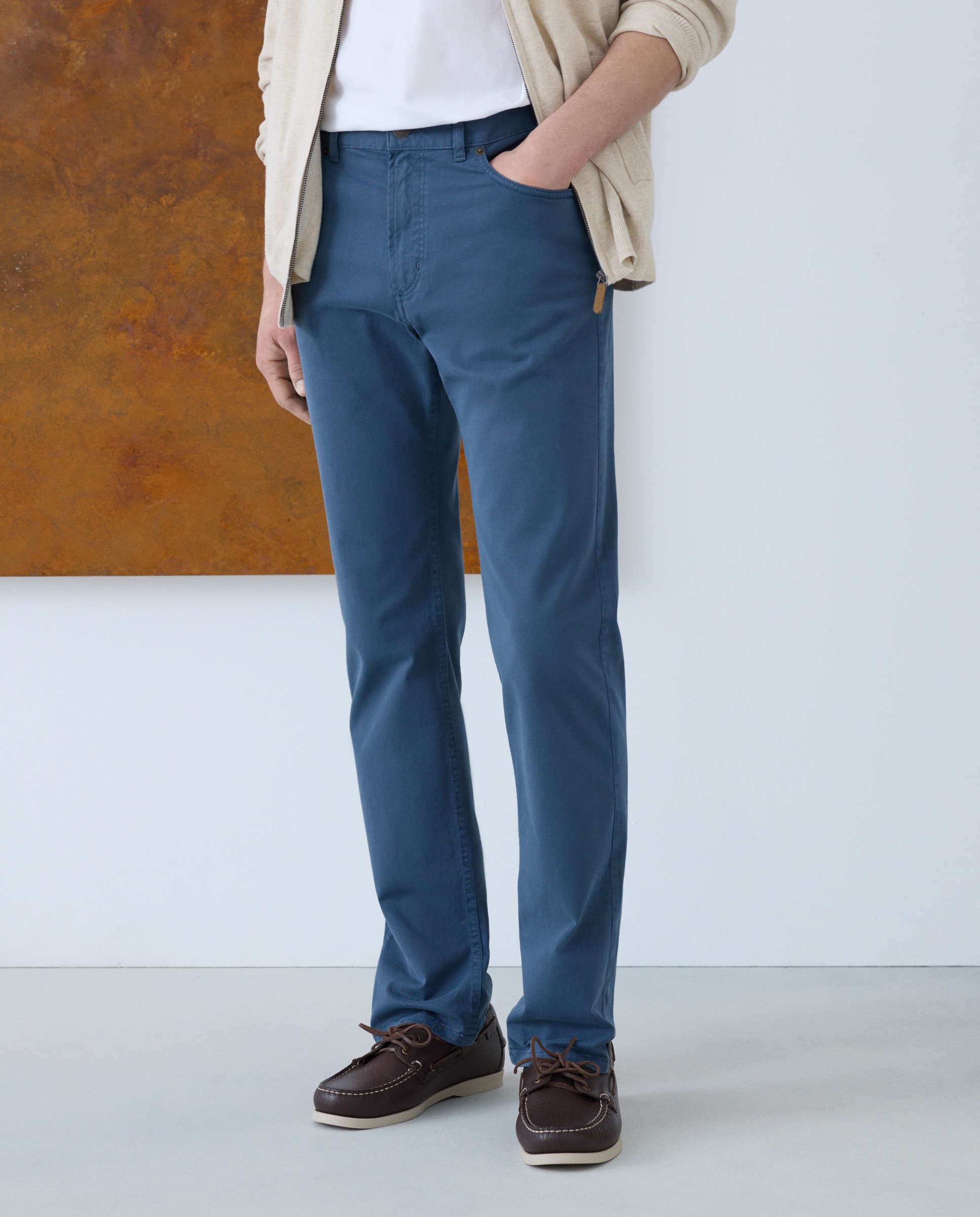 Calças de 5 Bolsos Regular Fit Azul-claro-2