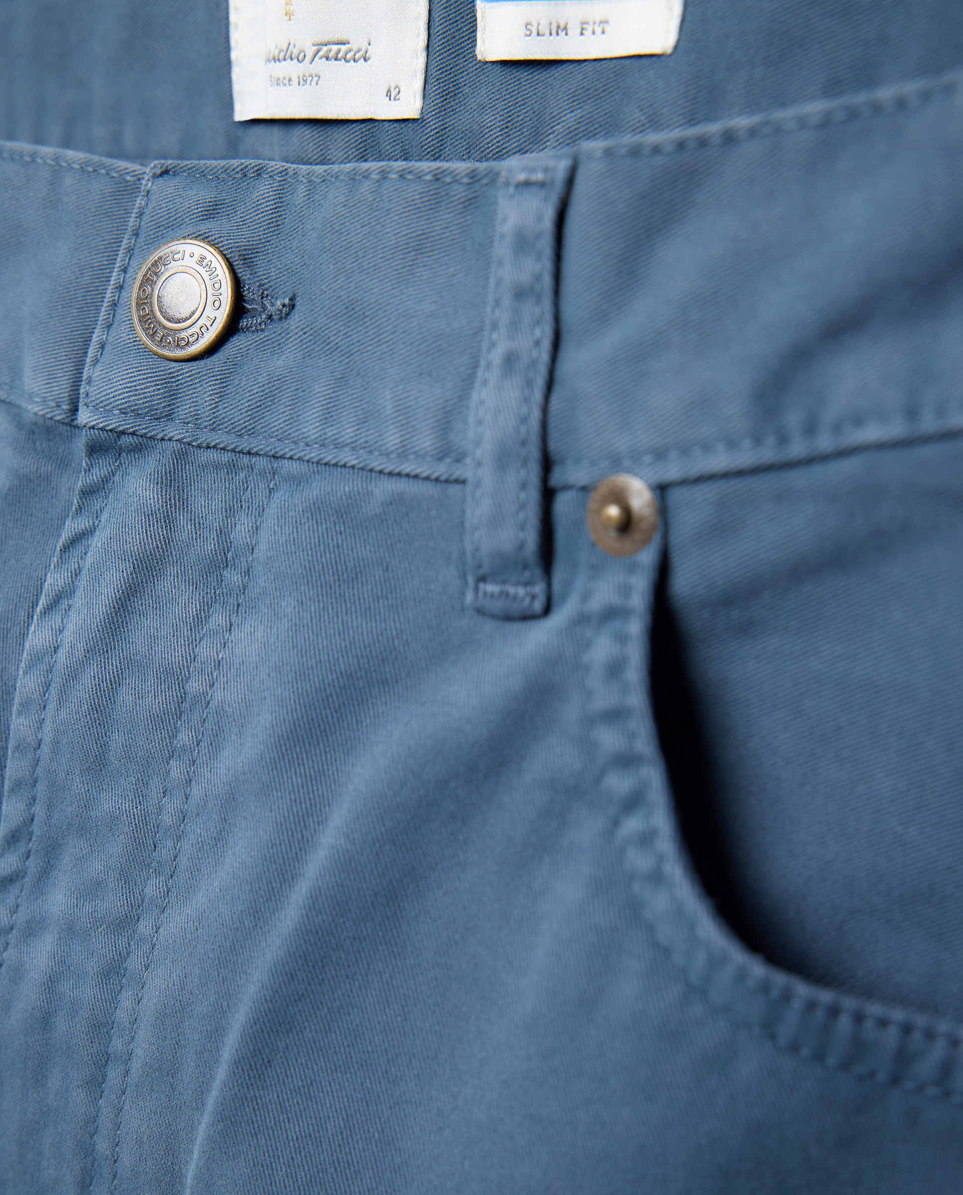 Calças com 5 Bolsos Azul-claro-5