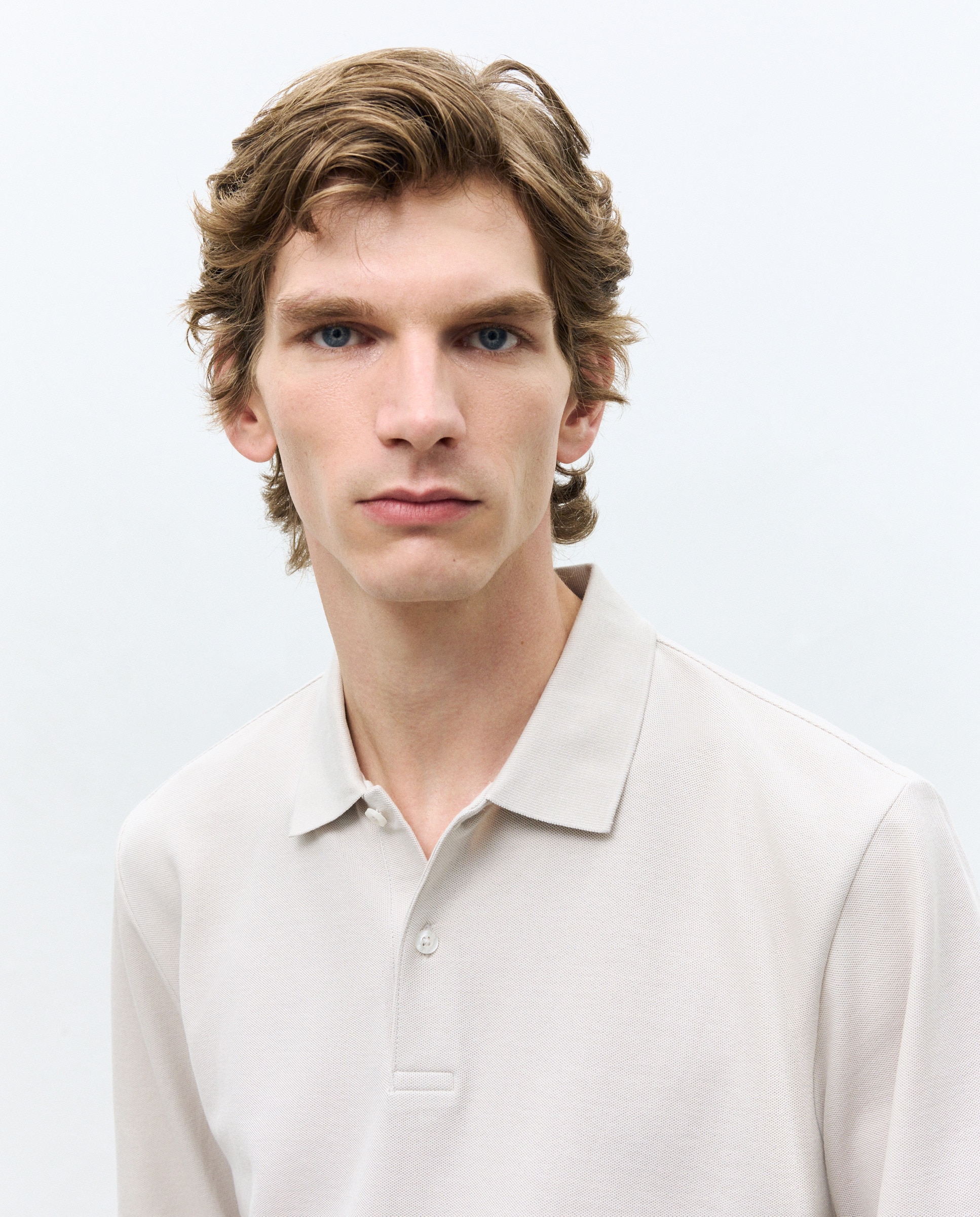 Polo Piqué com Manga Comprida Cru-2