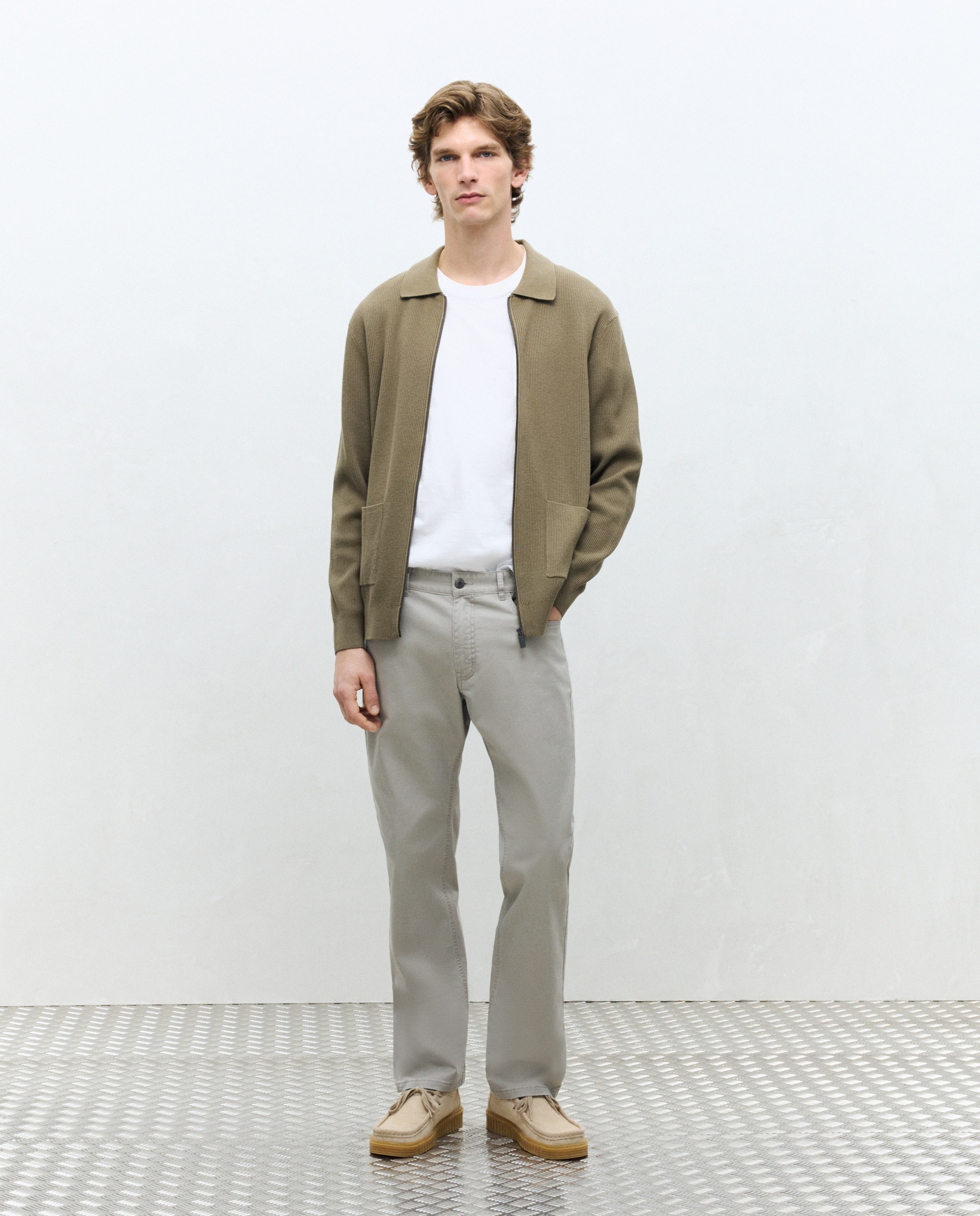 Casaco de Malha Inglesa com Fecho de Correr Verde-3