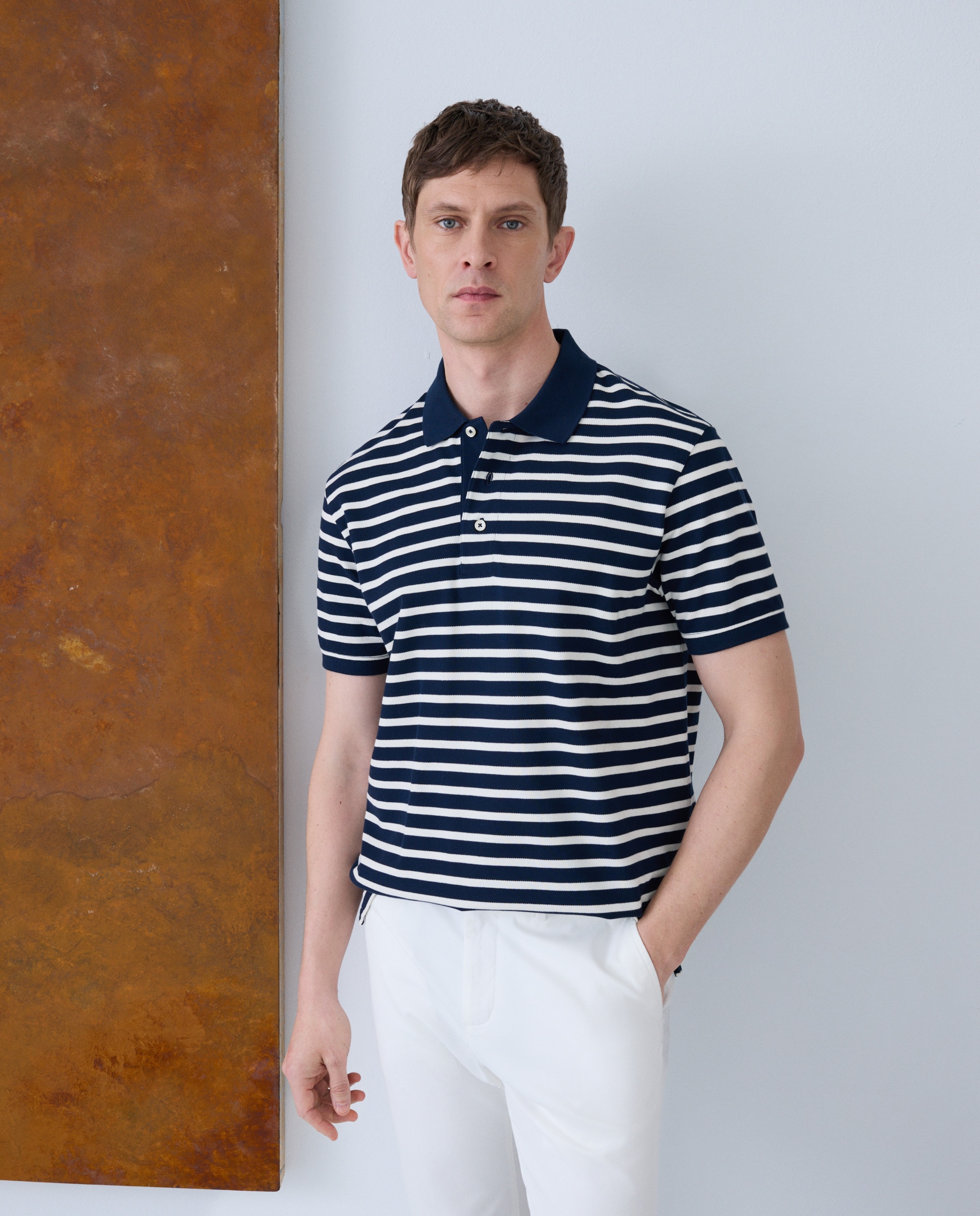 Imagem 0 de Polo Piqué de Manga Curta com Fantasia às Riscas