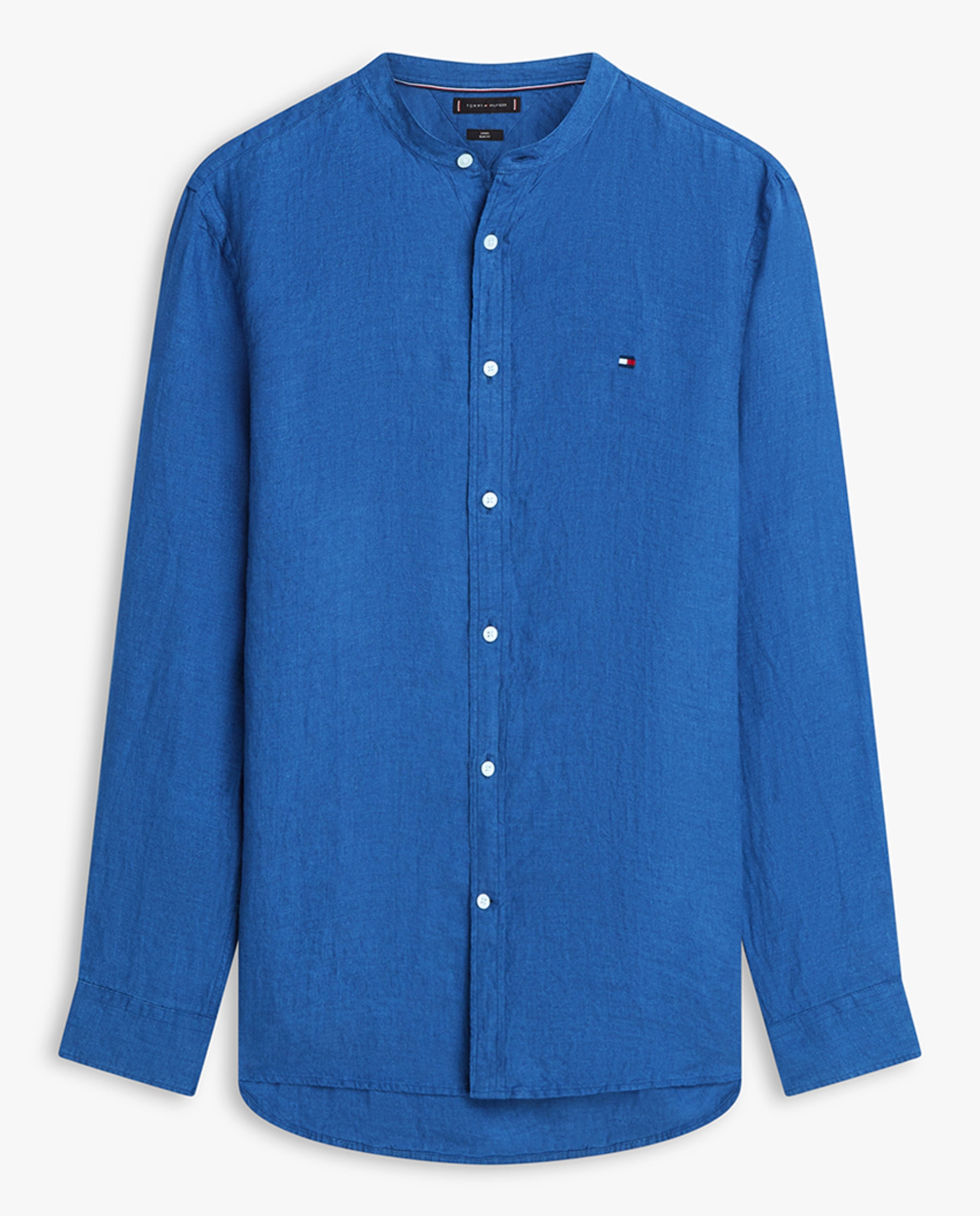 Camisa de Linho com Gola à Padre Azul-marinho-4