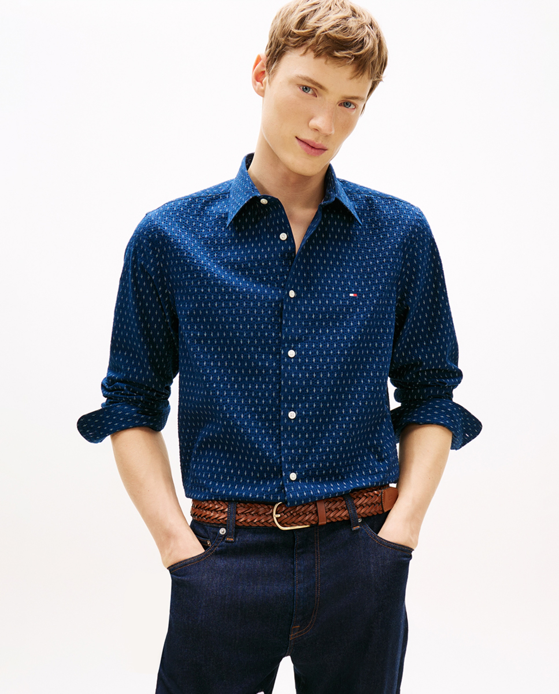 Imagem 0 de Camisa Estampada Tipo Seersucker com Manga Comprida