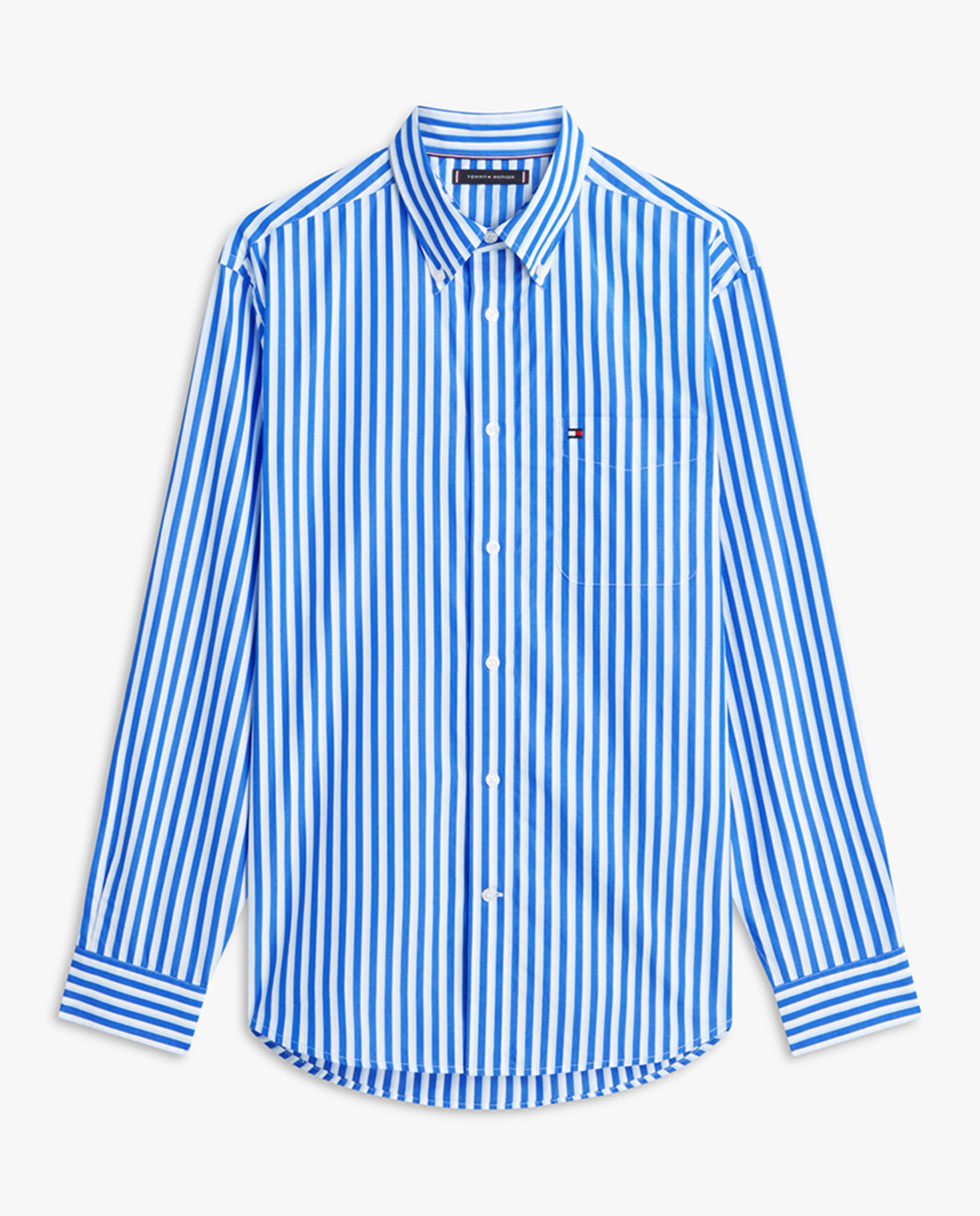 Camisa Estampada de Popelina com Manga Comprida Azul-4