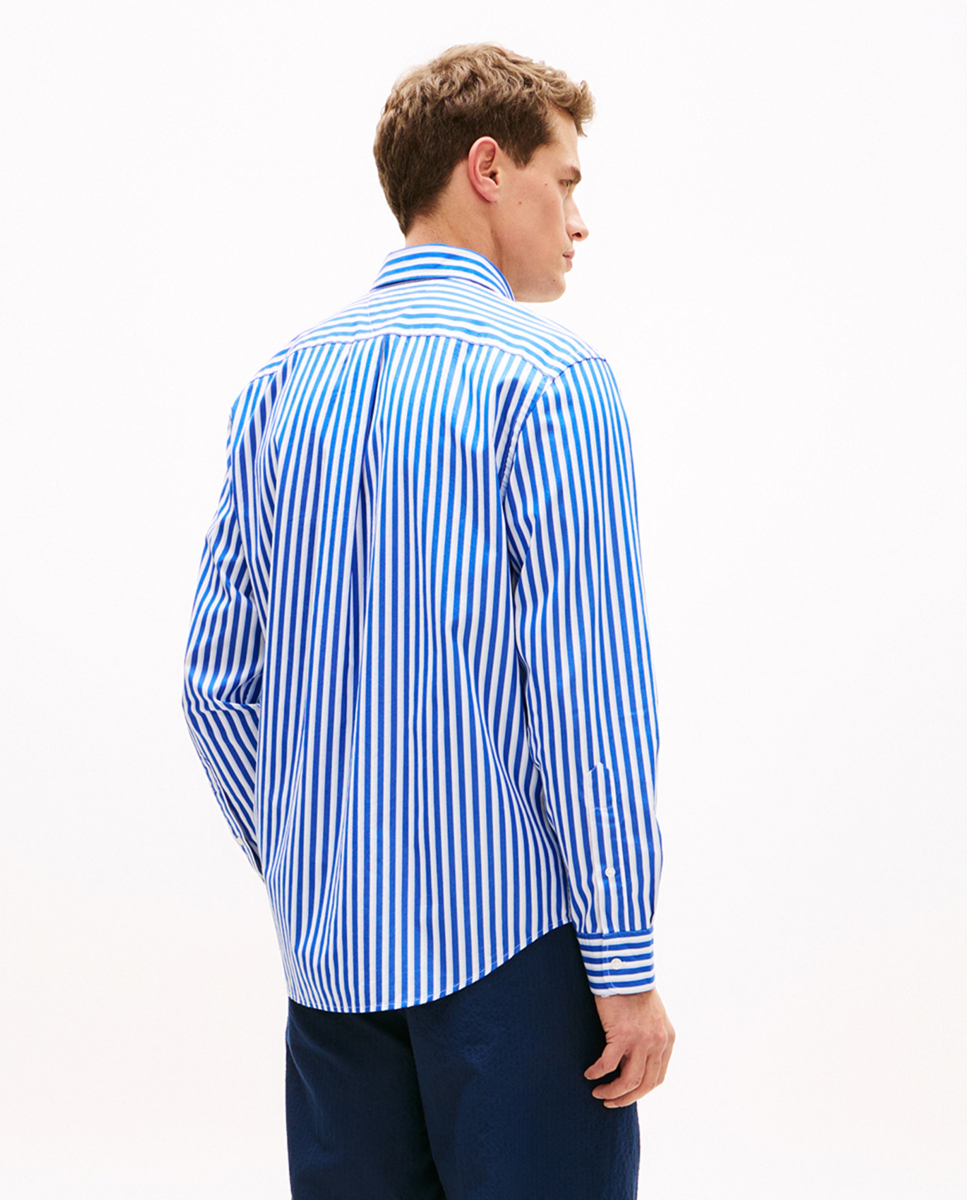 Camisa Estampada de Popelina com Manga Comprida Azul-2