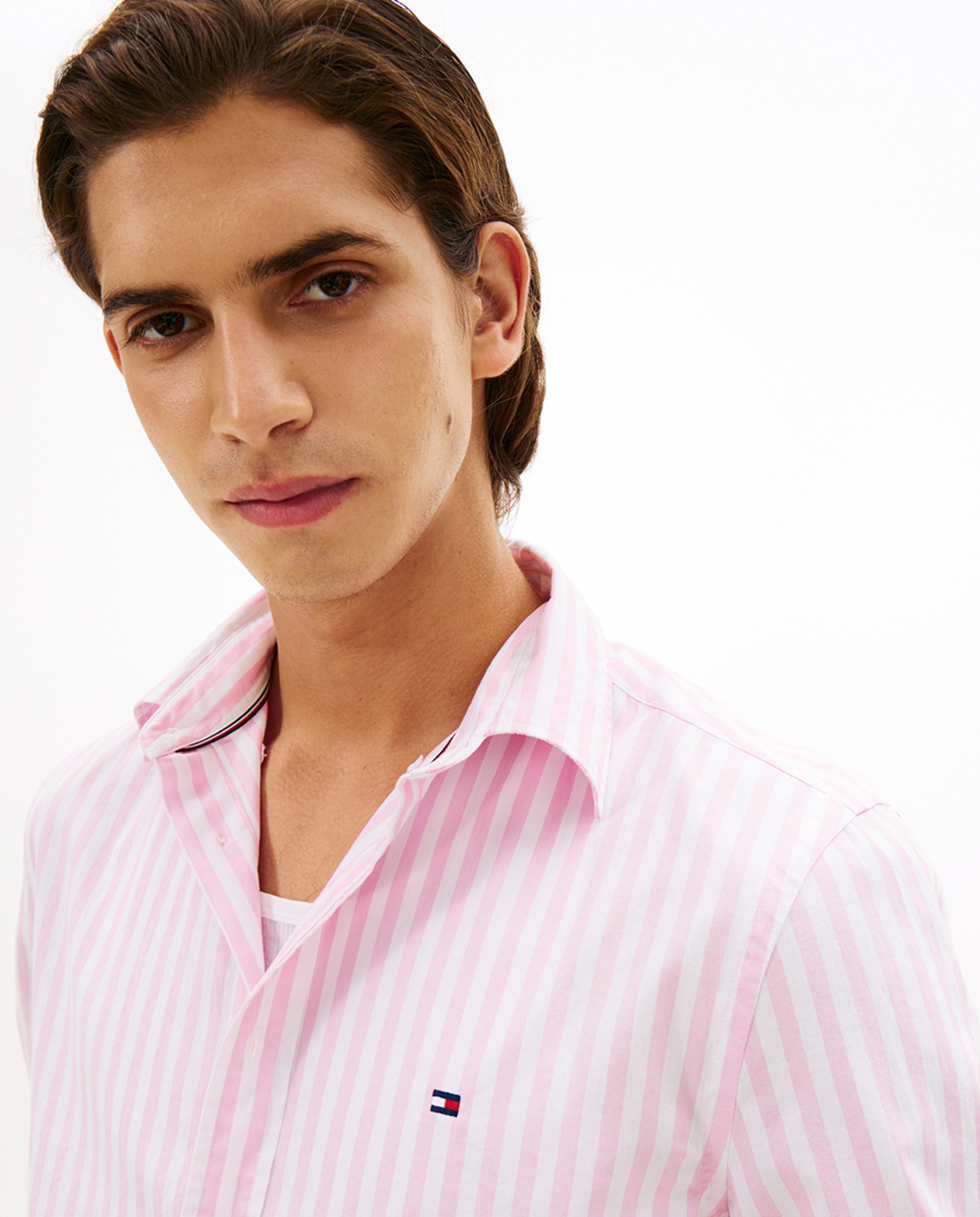 Camisa Estampada de Popelina com Manga Comprida Rosa-3