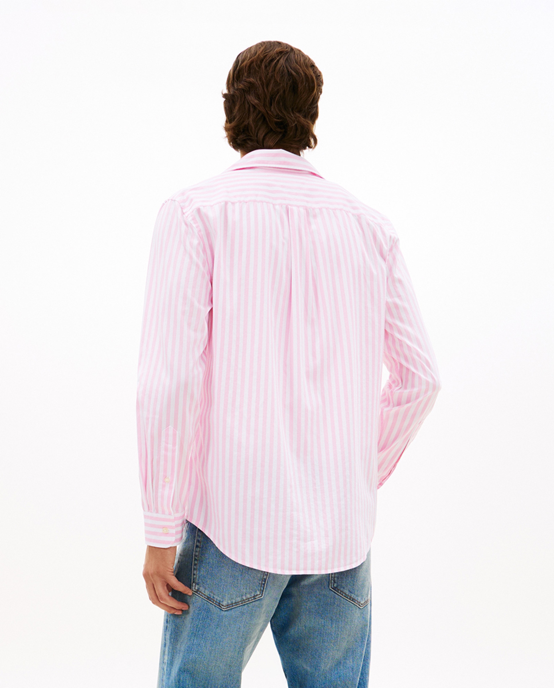 Camisa Estampada de Popelina com Manga Comprida Rosa-2