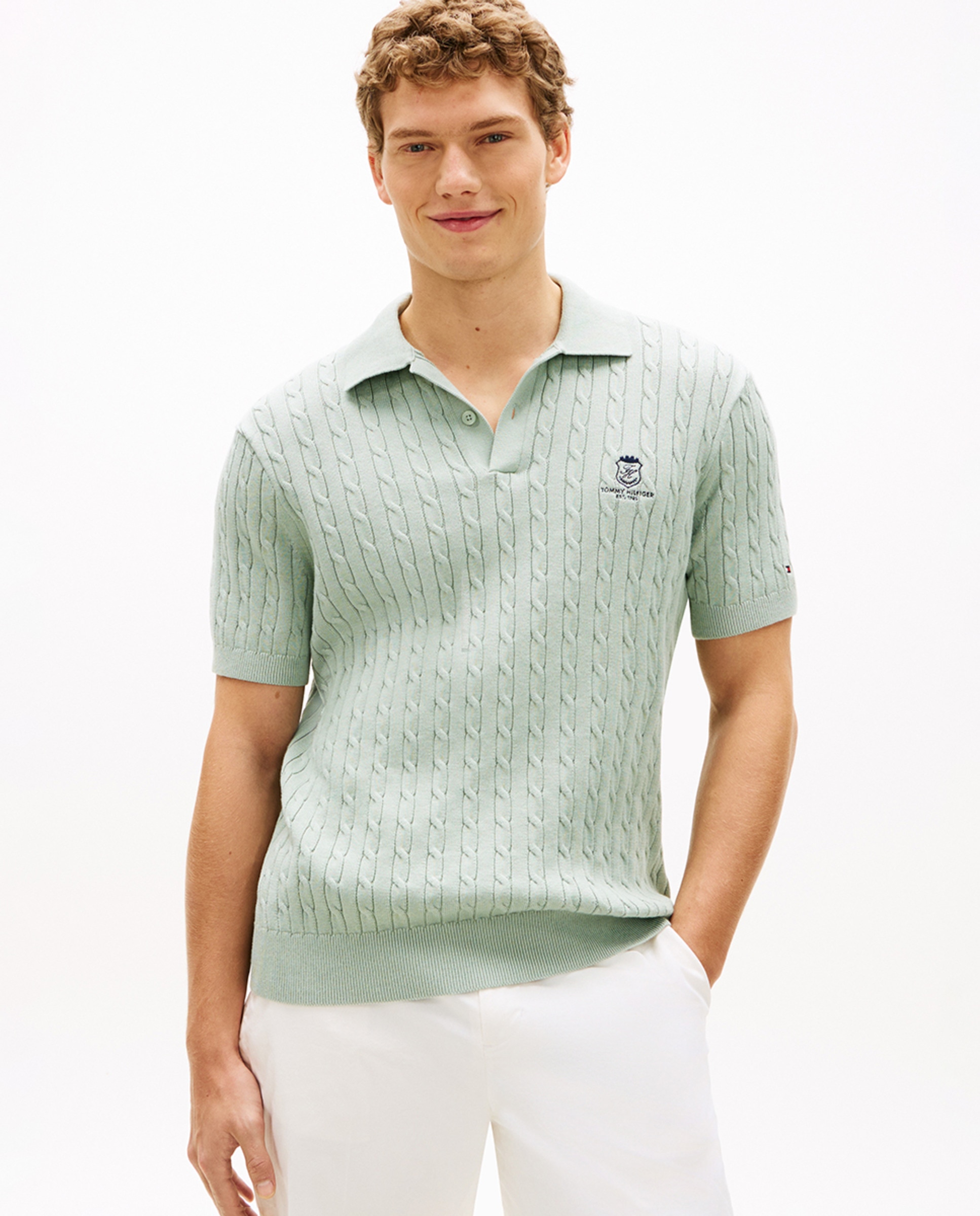 Imagem 0 de Polo de Malha do Cabo com Manga Curta