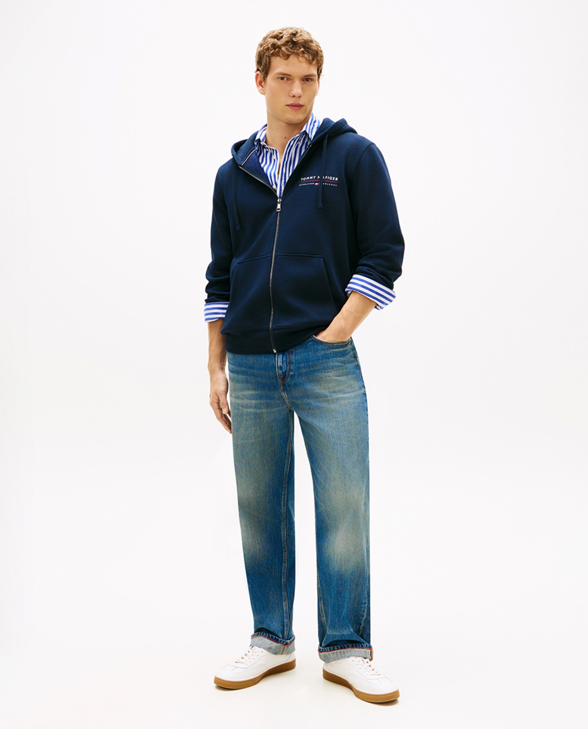 Sweatshirt com Capuz e Fecho de Correr Azul-marinho-4