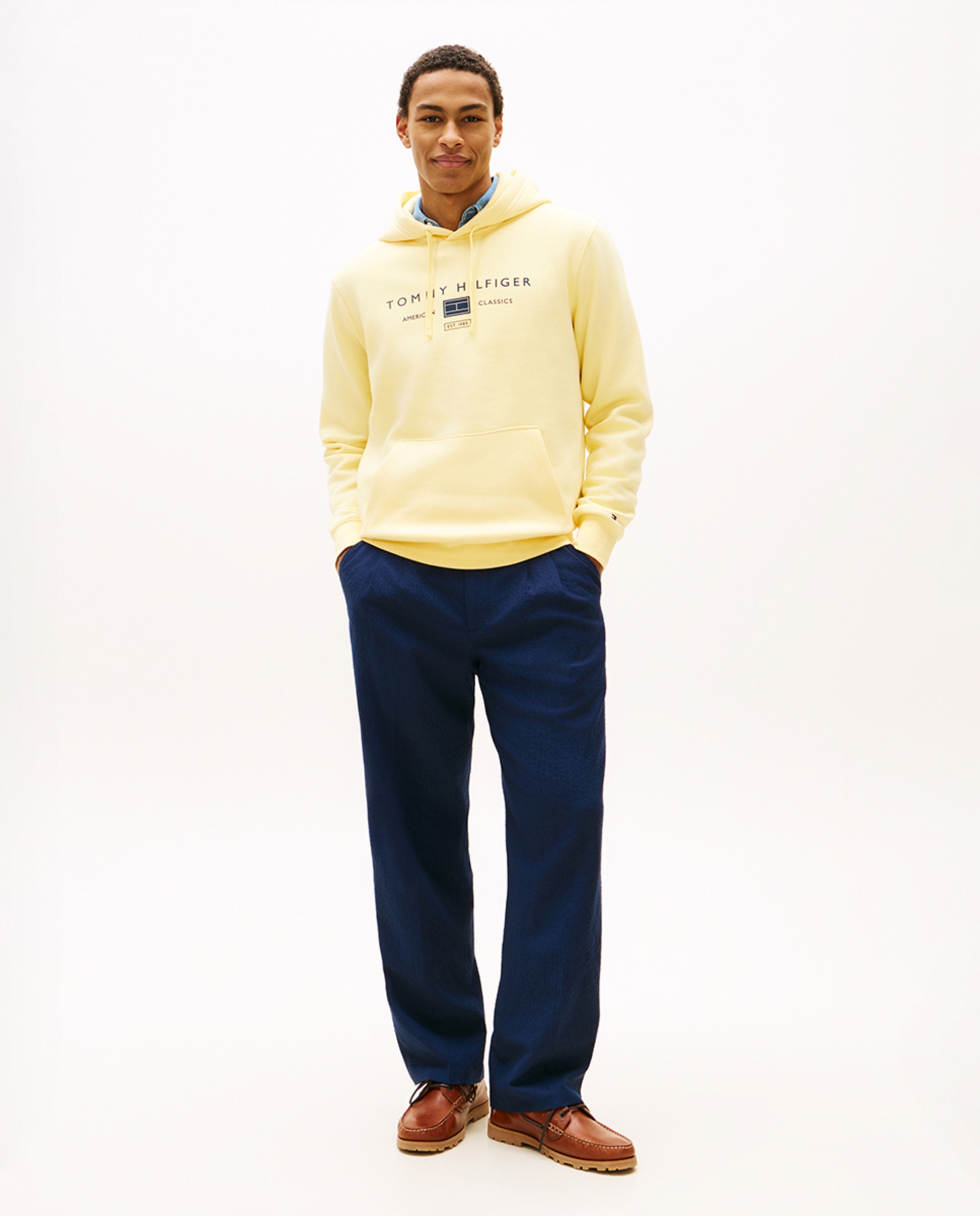Sweatshirt com Capuz e sem Fecho de Correr Amarelo-5