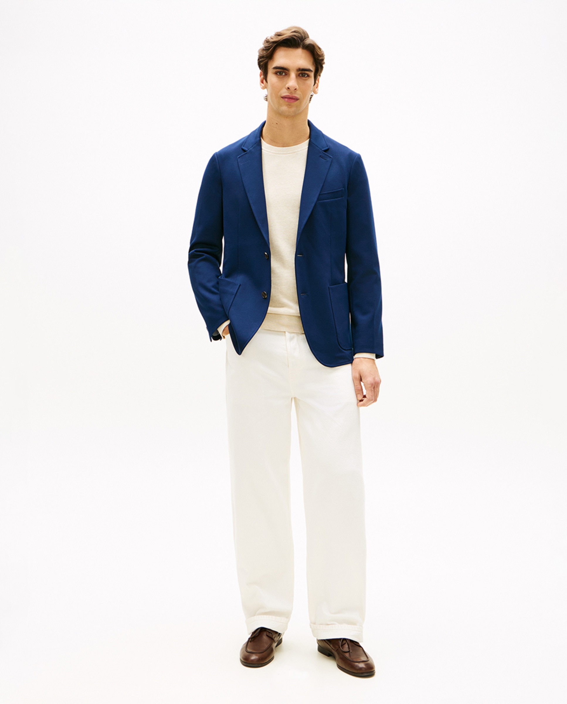 Blazer de Malha Milano com Bolsos Laterais Azul-marinho-5
