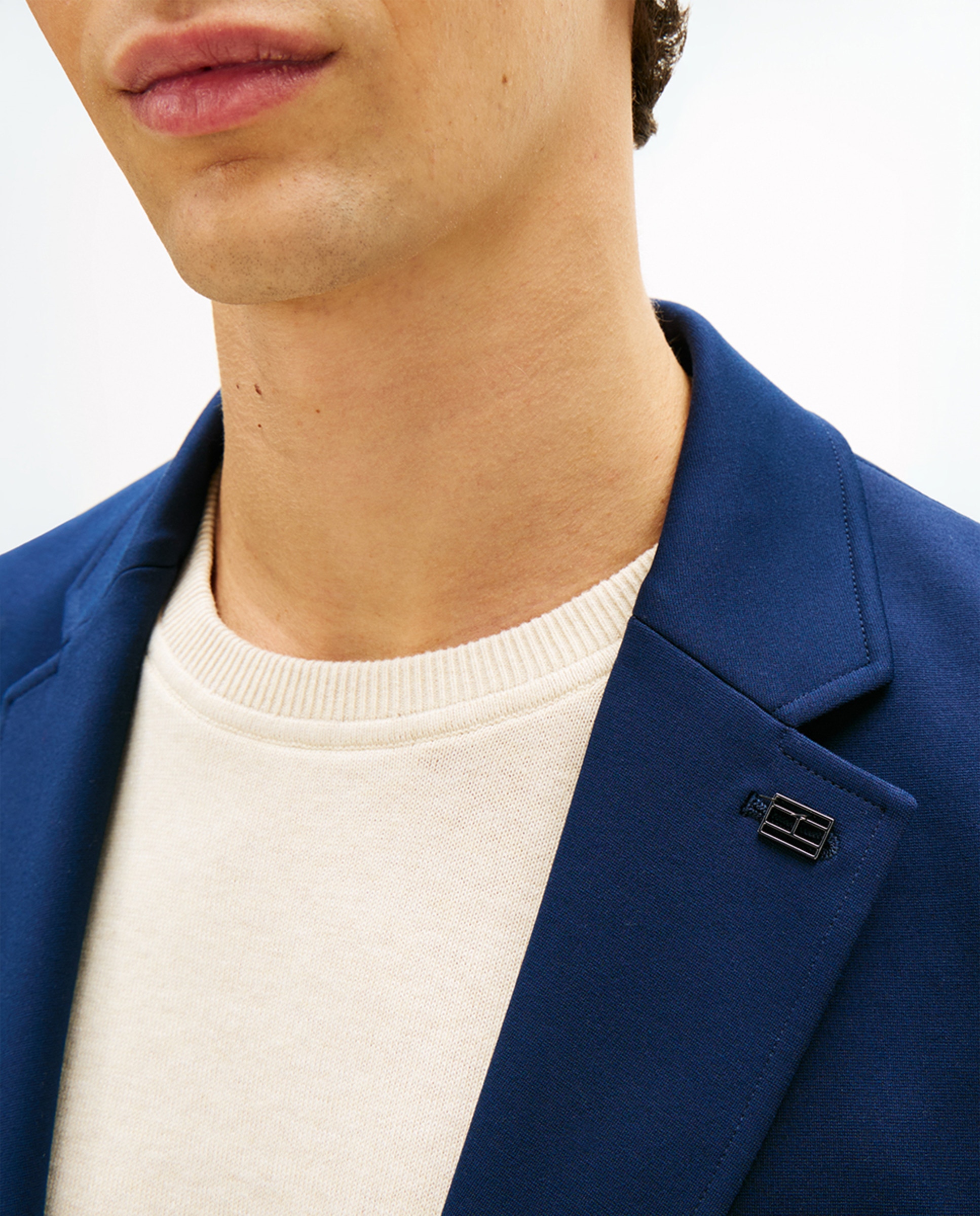 Blazer de Malha Milano com Bolsos Laterais Azul-marinho-3