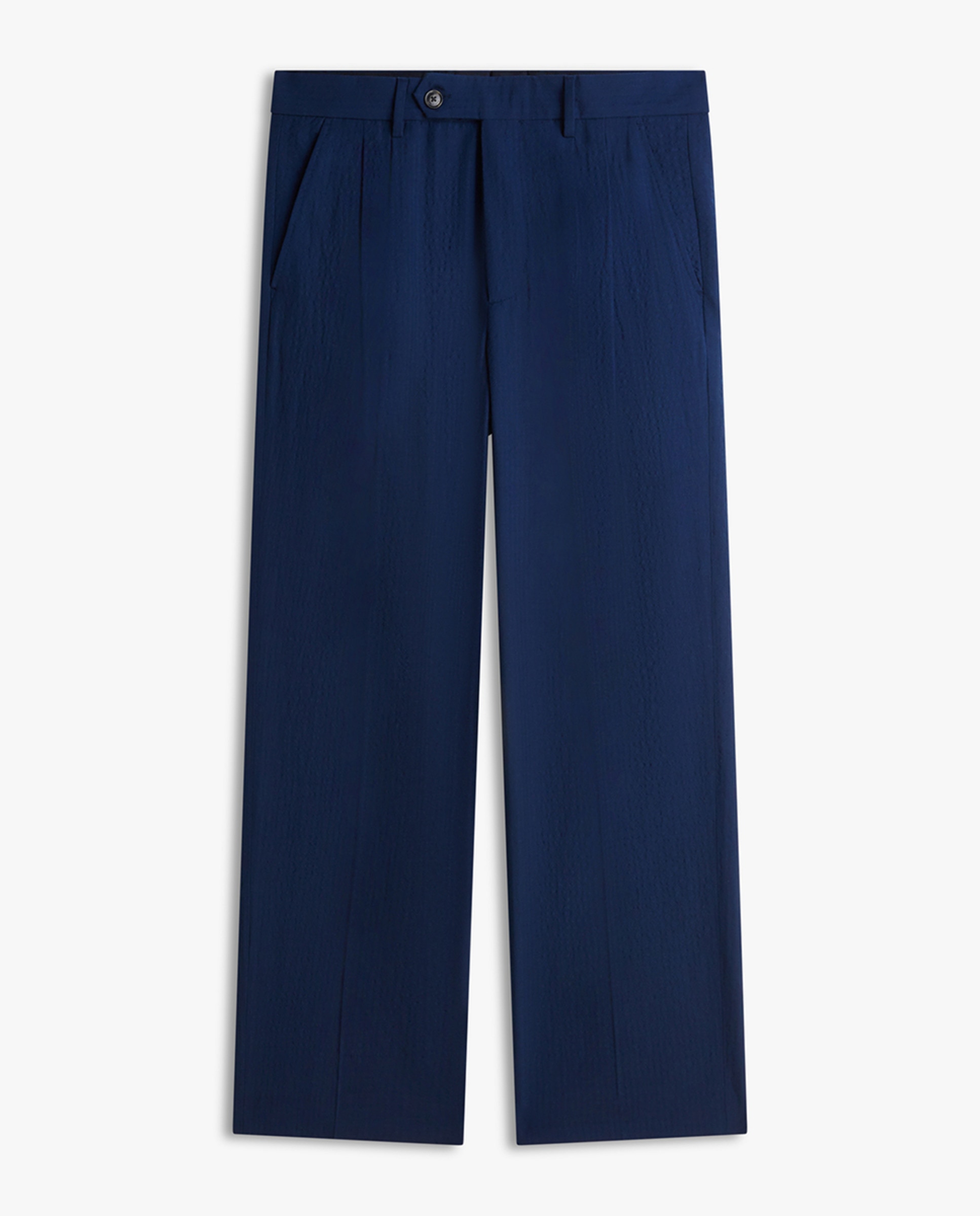 Calças Tipo Seersucker Relaxed Fit Azul-marinho-5