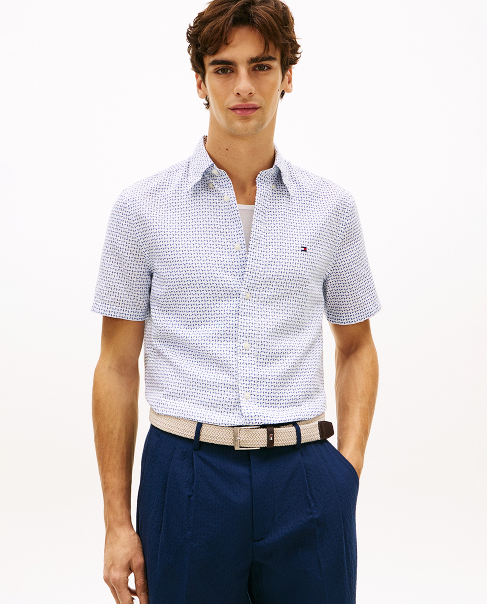 Imagem 0 de Camisa de Linho Estampada com Manga Curta