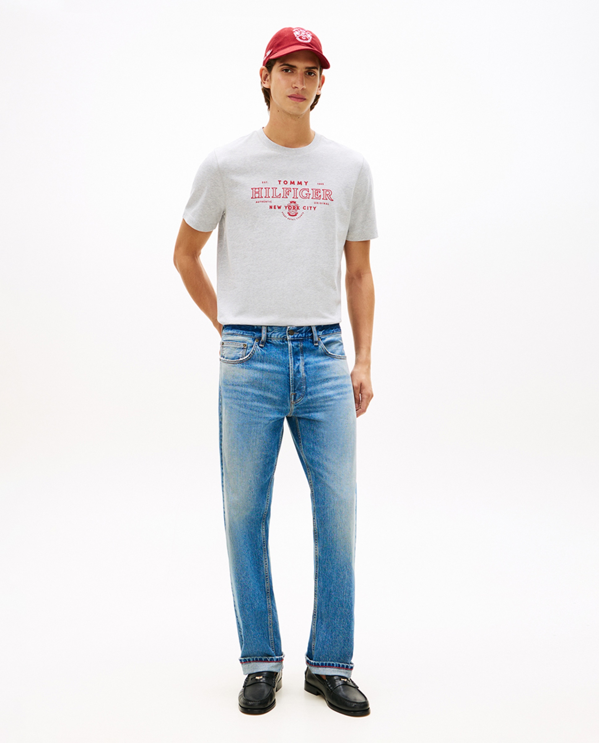 T-shirt de Manga Curta com Gola Redonda Cinzento-claro-5