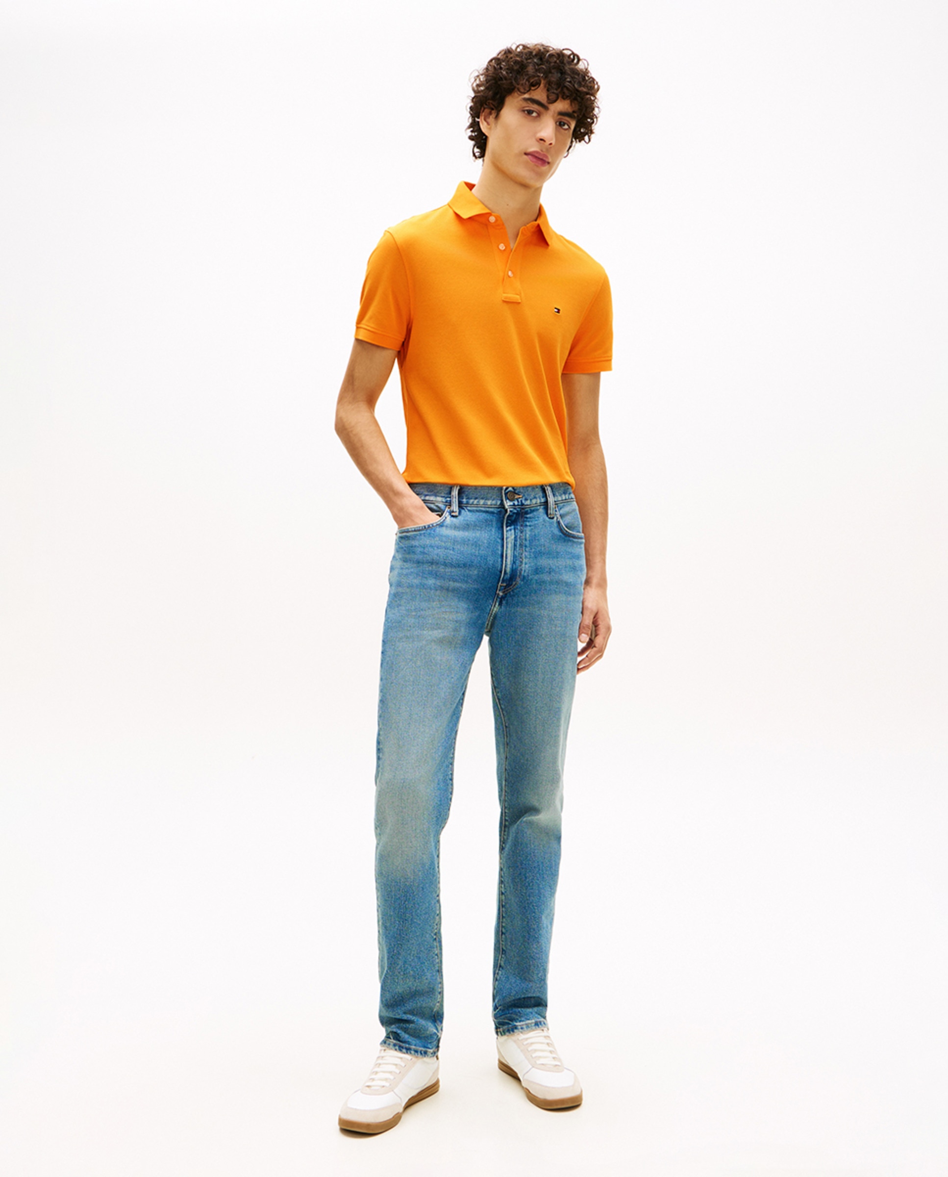 Polo liso de manga corta con fit slim - Tommy Hilfiger - Naranja Naranja-5