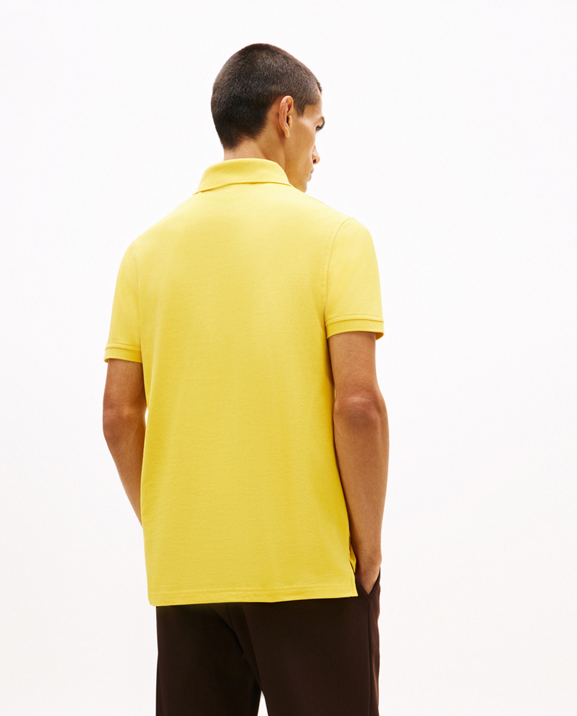 Polo Liso de Manga Curta Slim Fit Amarelo-2