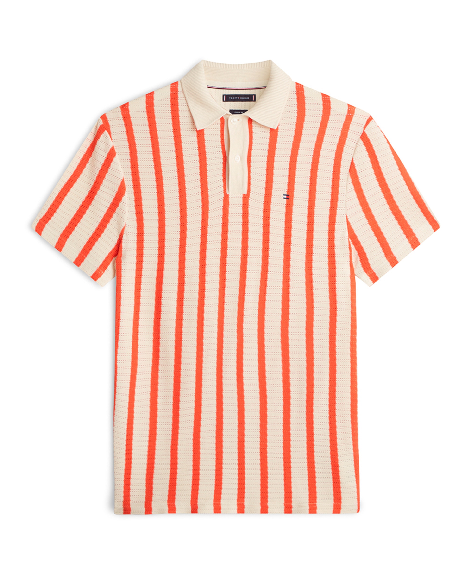 Polo de Malha Estampado com Manga Curta Laranja-1