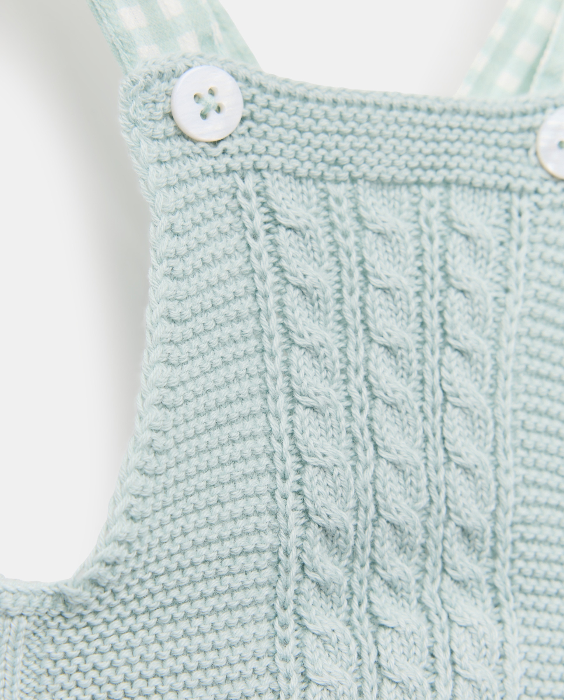 Babygrow em Tricot de Bombazina com Alça Vichy de Bebé Coconut El Corte Inglés Verde-3