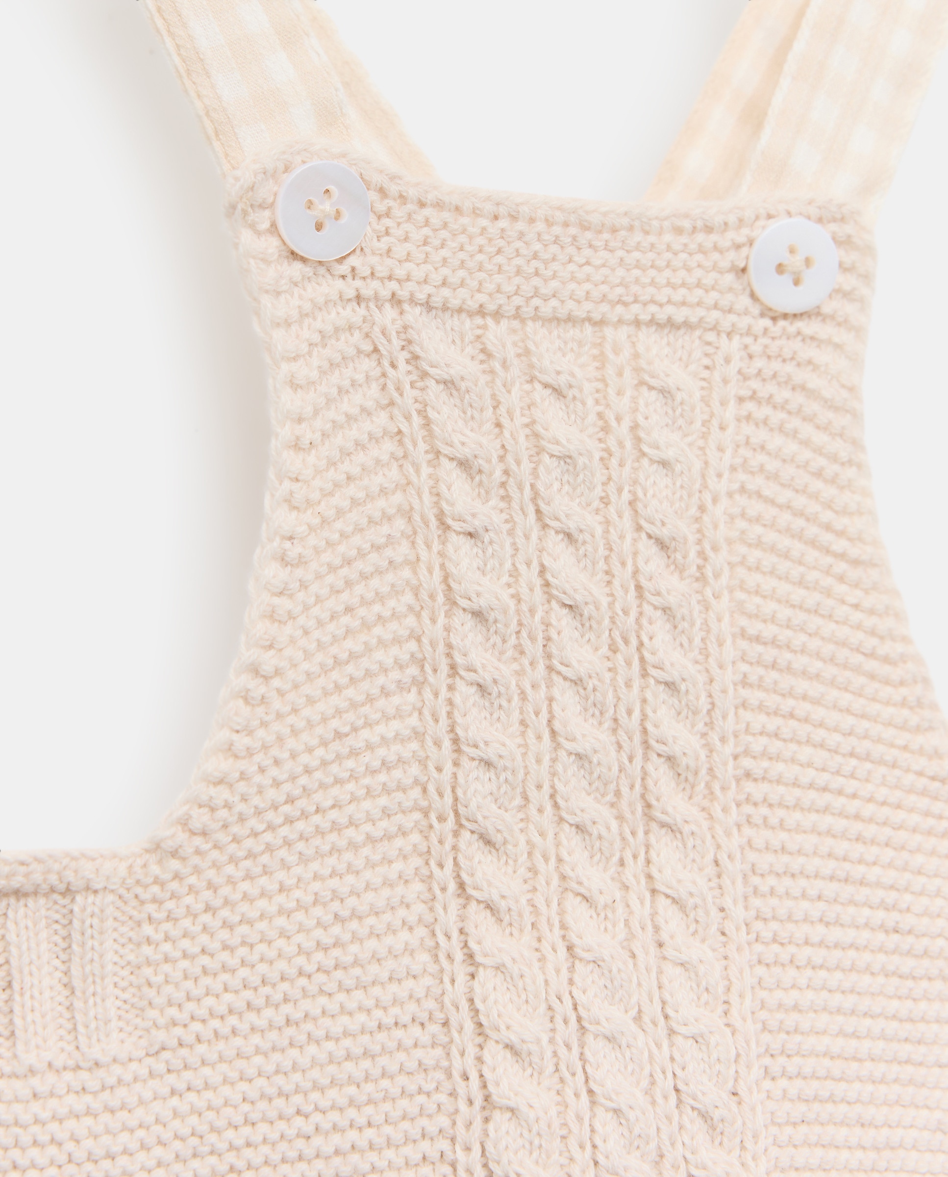 Babygrow em Tricot de Bombazina com Alça Vichy de Bebé Coconut El Corte Inglés Torrado-3