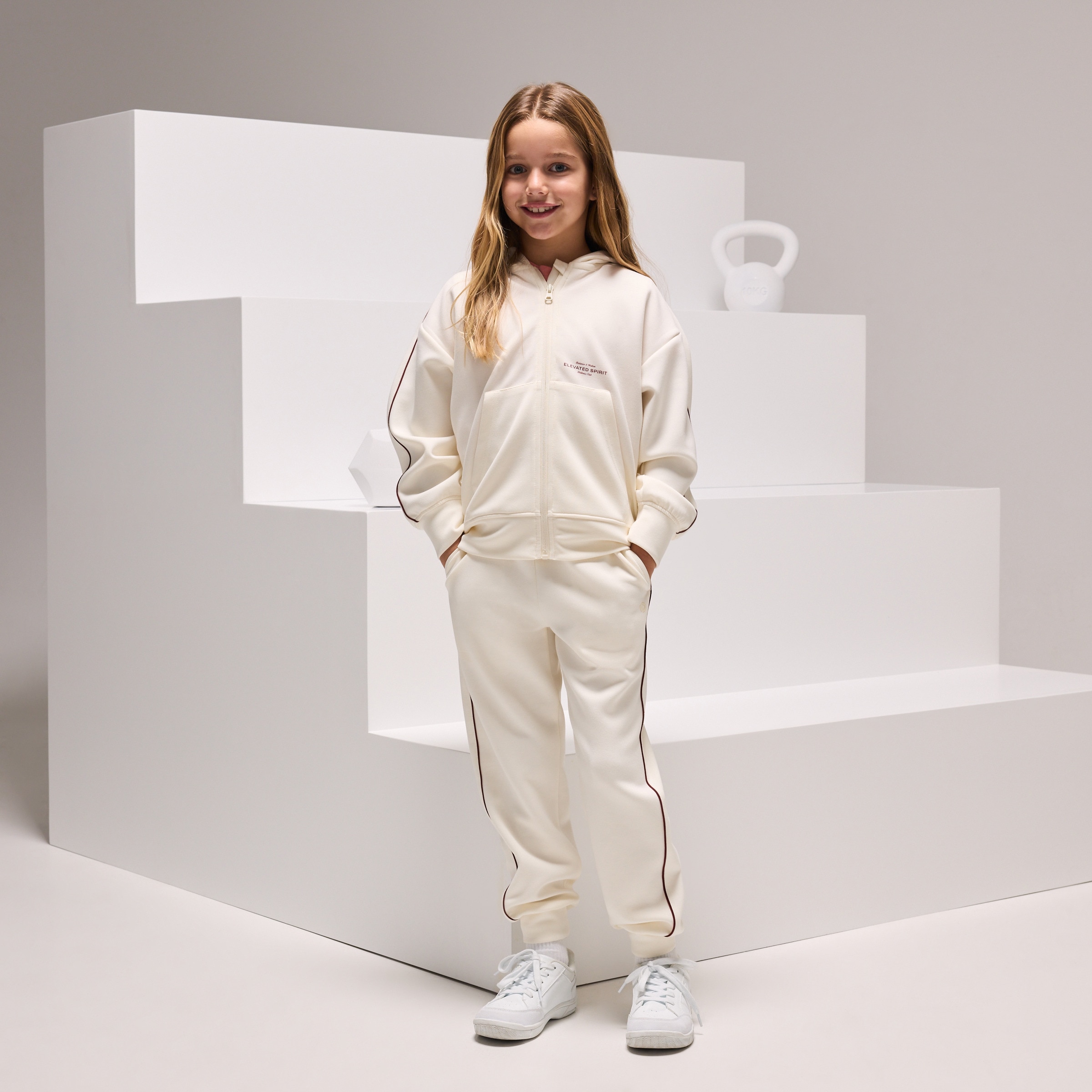 Fato de Treino de Viscose com Capuz Sportcasual de Menina Baunilha-3