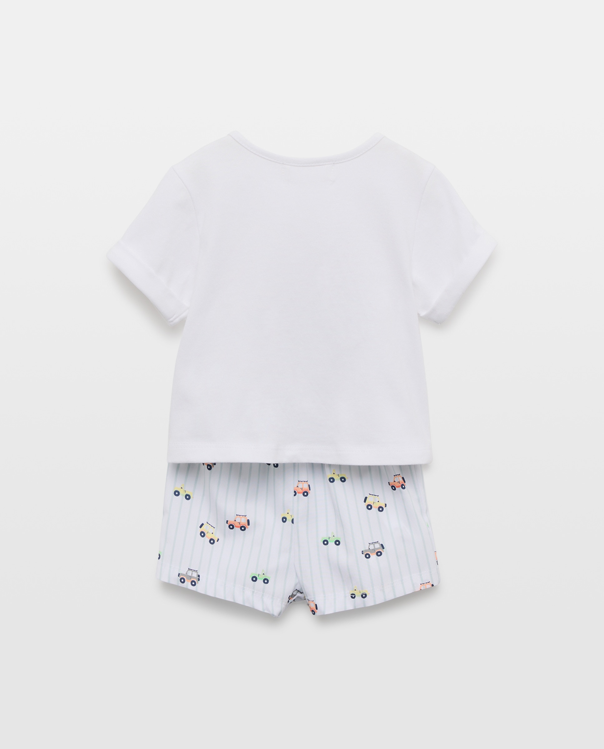 Pijama Curto de Bebé com Desenho de Elefante Cotton Juice Azul-2