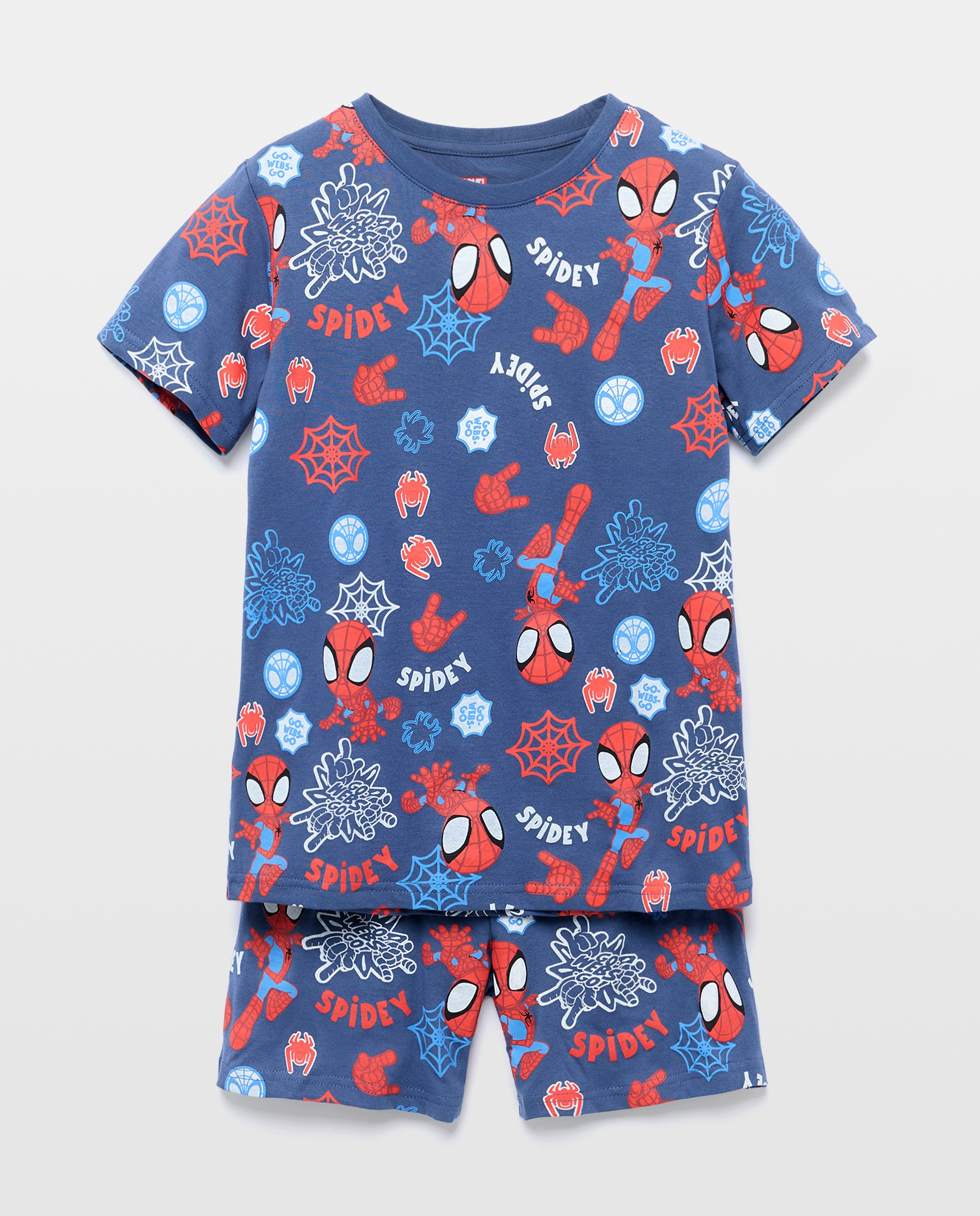 Pijama Curto Homem-Aranha Cotton Juice Azul-marinho-4