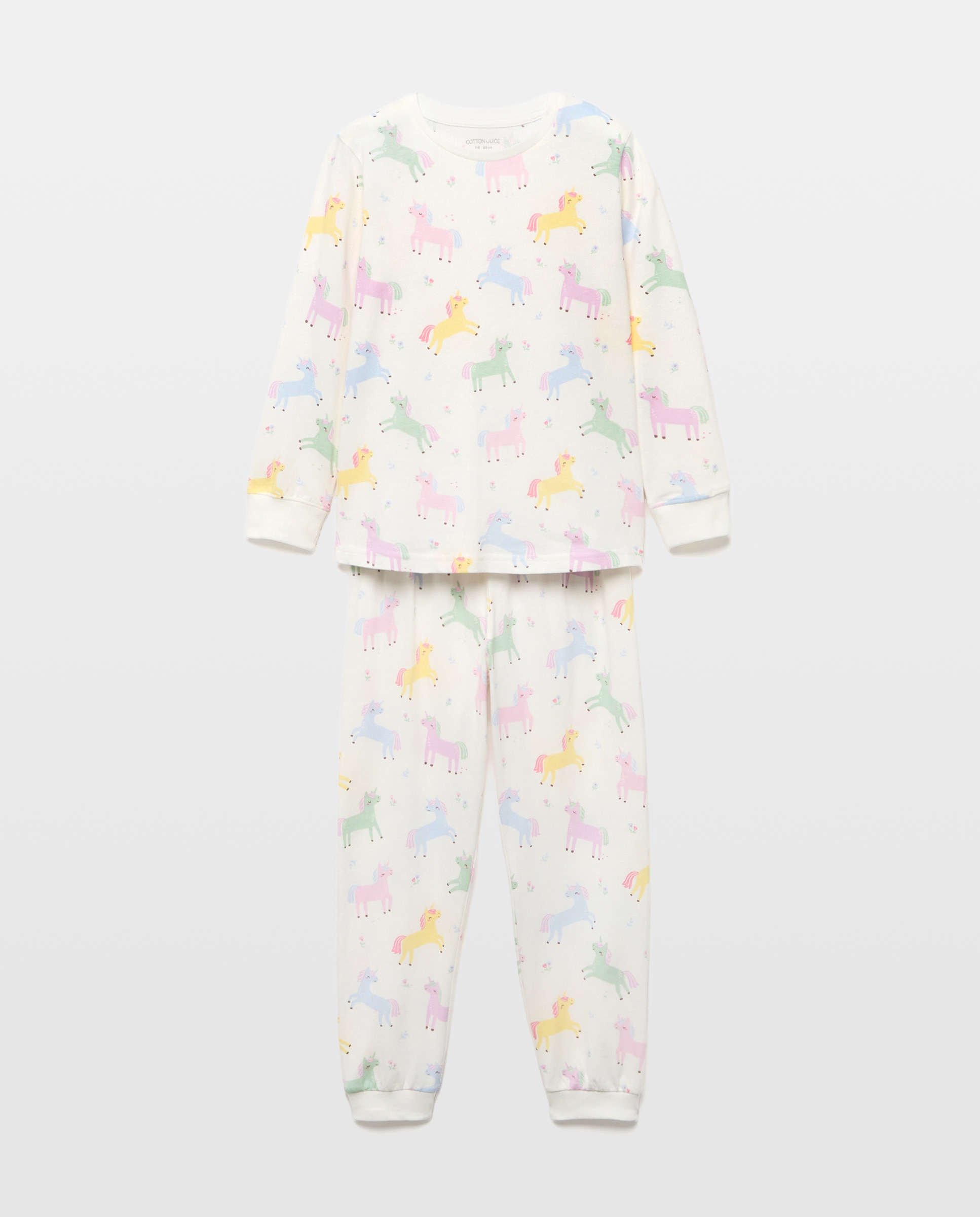 Pijama de Malha com Estampado de Fantasia Branco-5