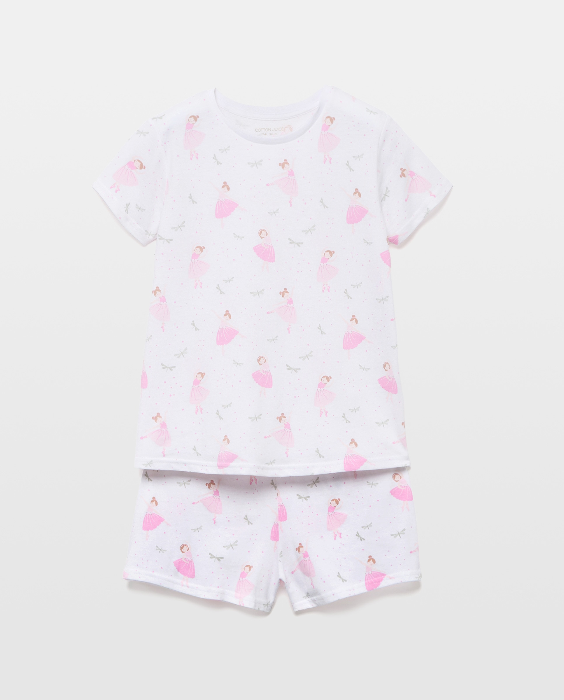 Pijama de Malha Curto com Estampado de Fantasia Rosa-5