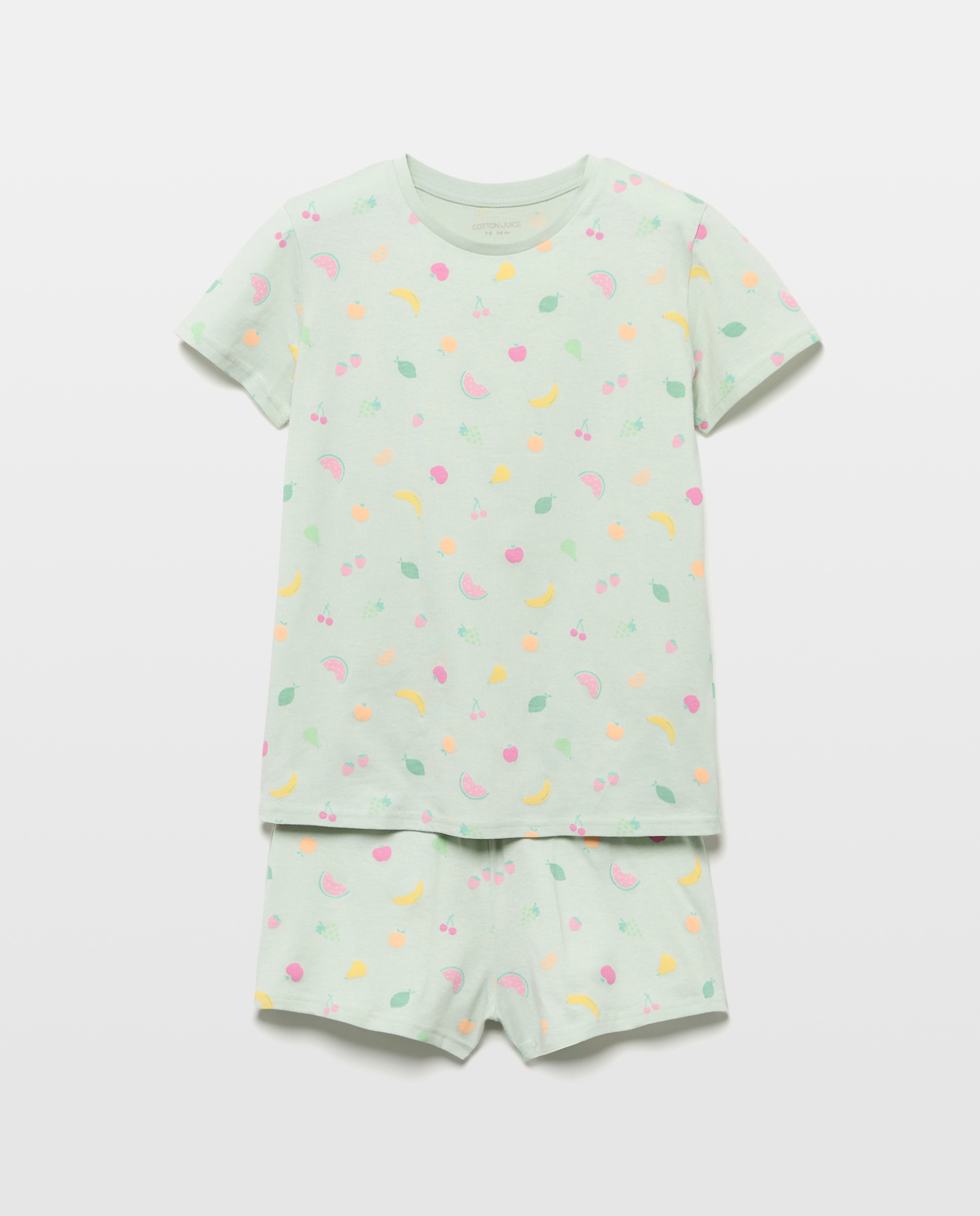 Pijama Curto com Estampado de Frutas Cotton Juice Verde-4