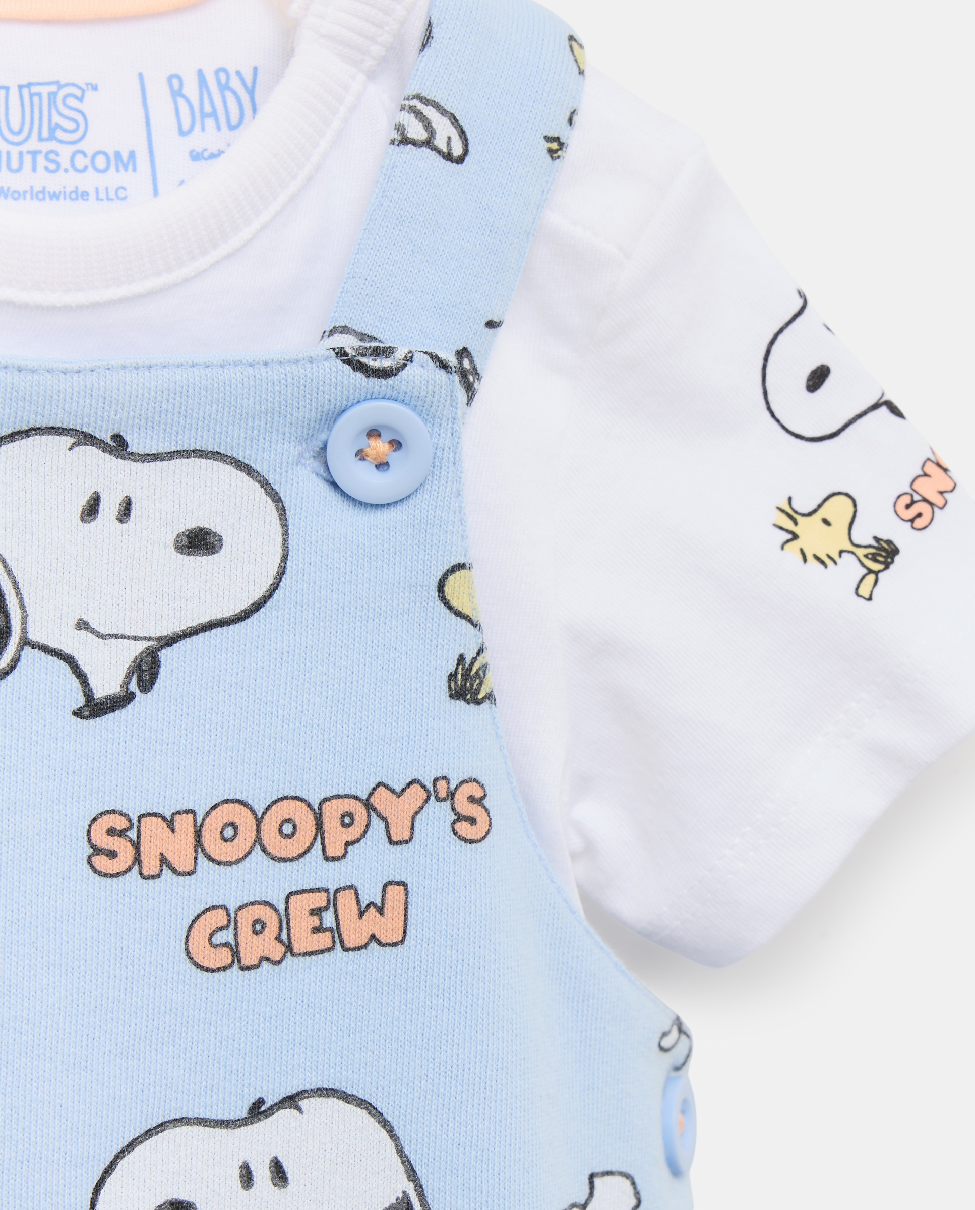 Conjunto Curto de 2 Peças de Bebé: Jardineiras e T-shirt com Estampado Snoopy Baby El Corte Inglés 400 Azul-4