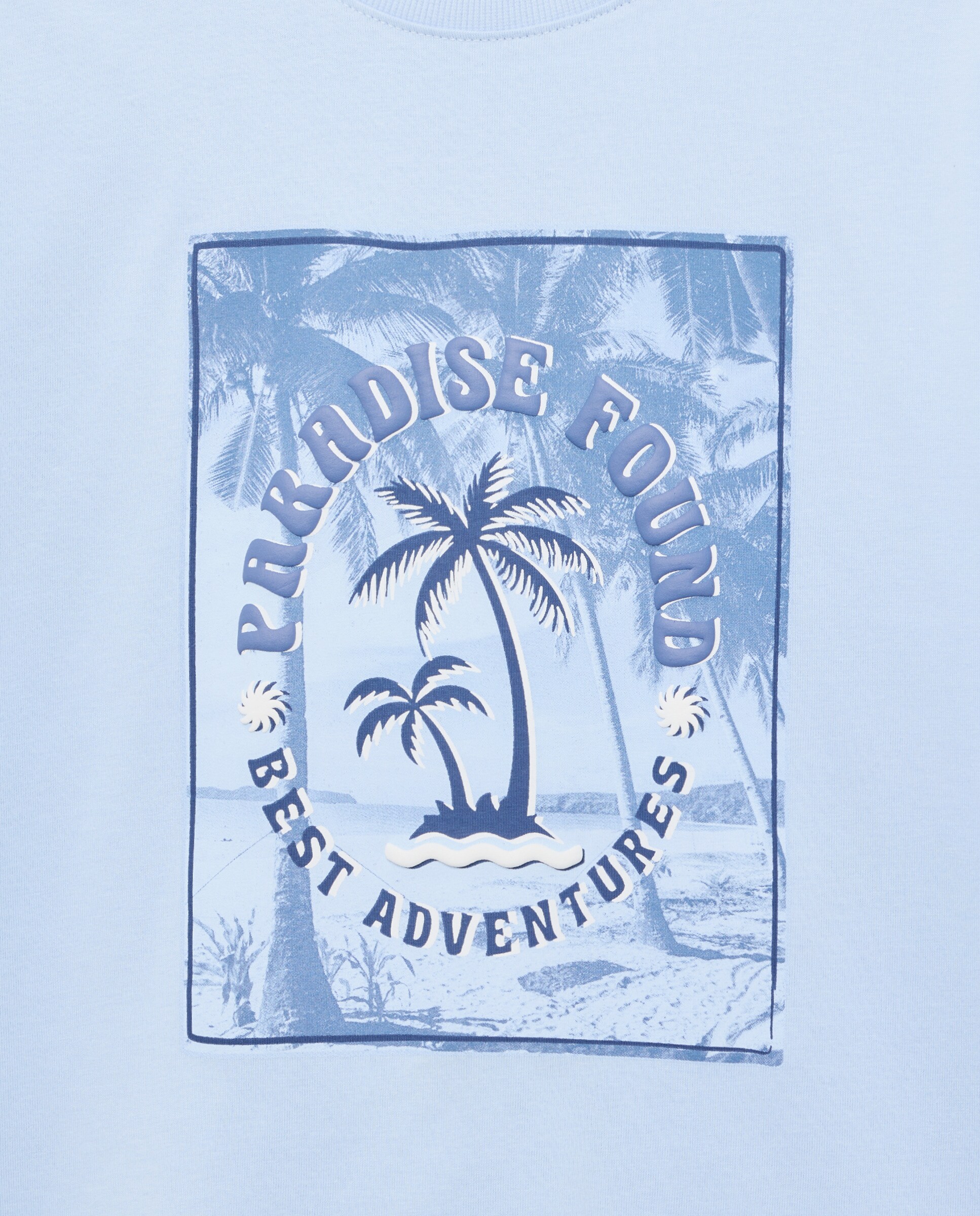 T-shirt de Manga Curta com Estampado Fotográfico Azul-2