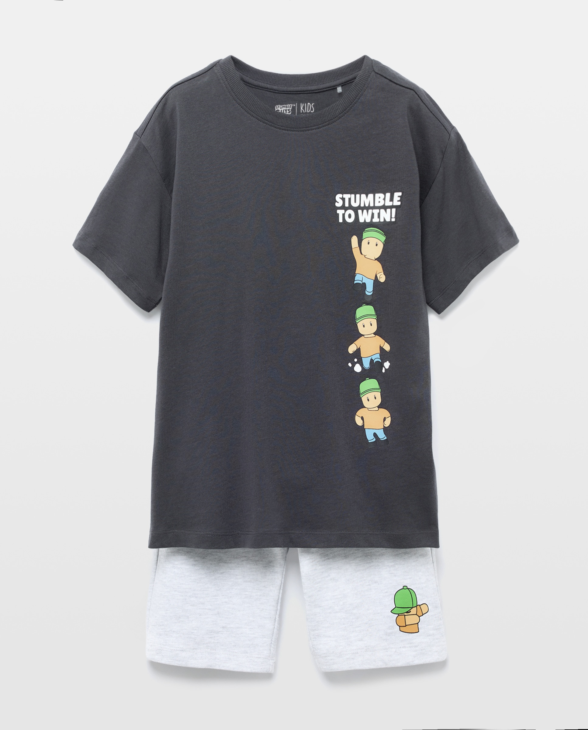 Conjunto de T-shirt e Calções Cinzento-5