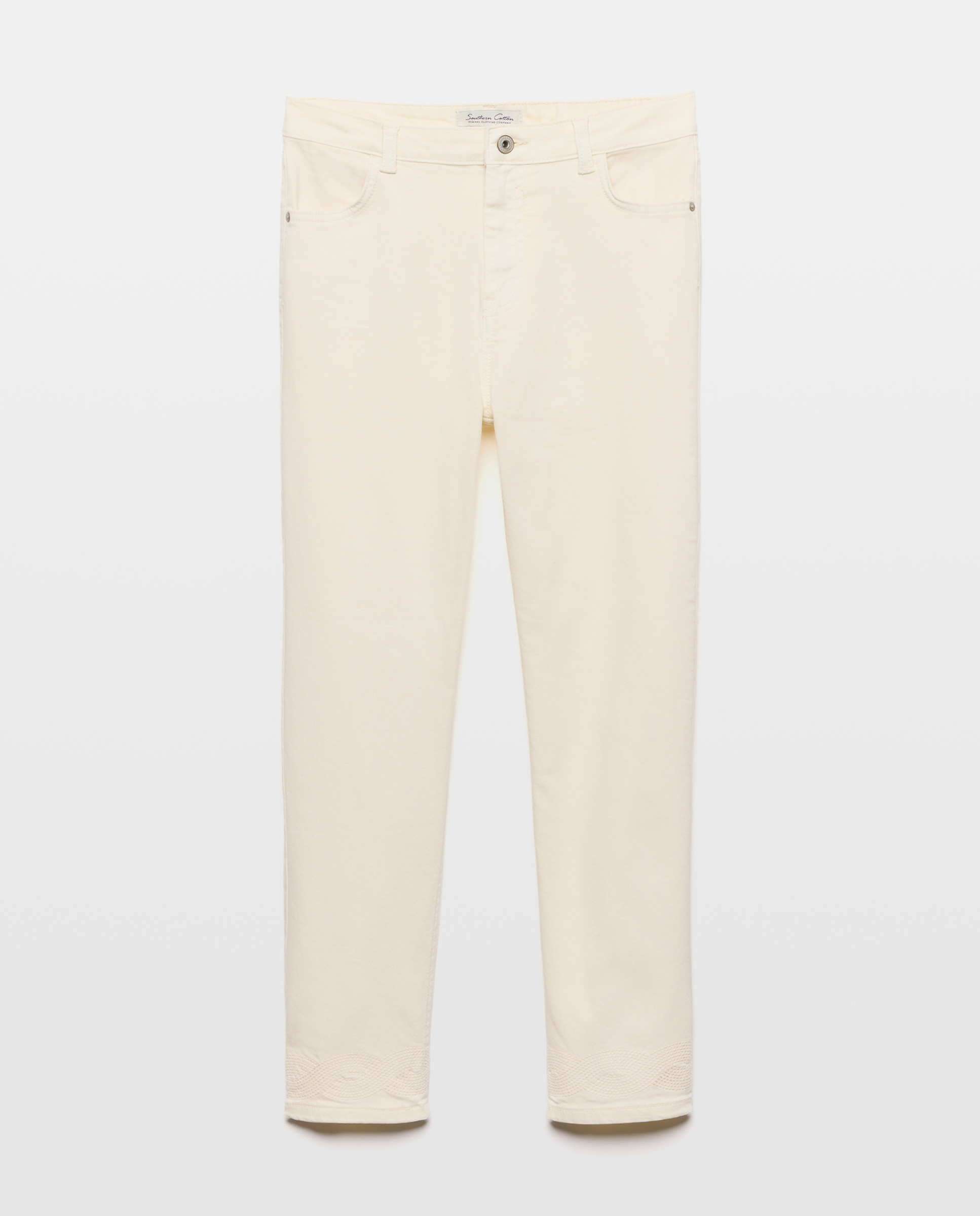 Calças Capri com Bordado 120 Cru-4