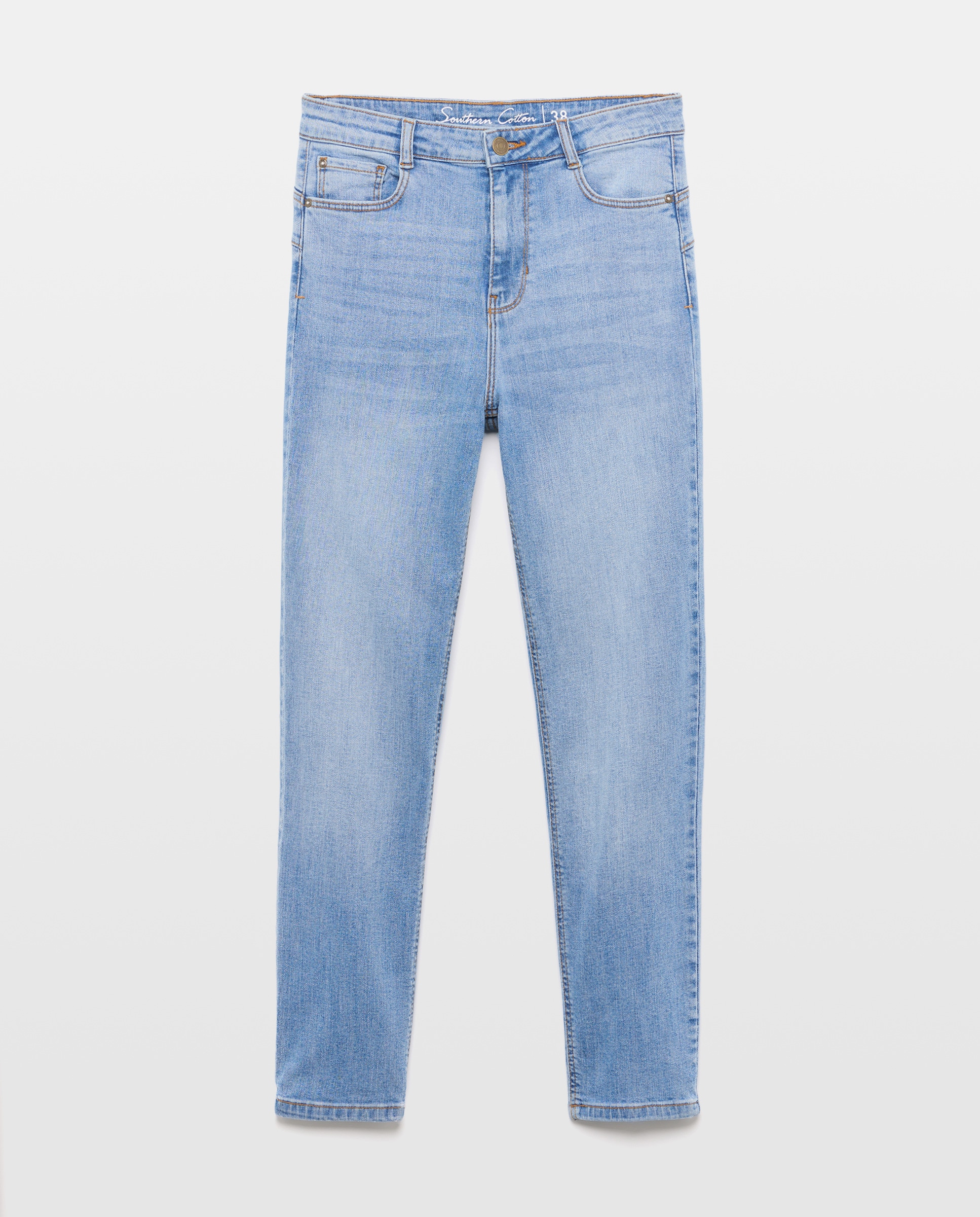 Calças Regular Lisas Cerúleo-4