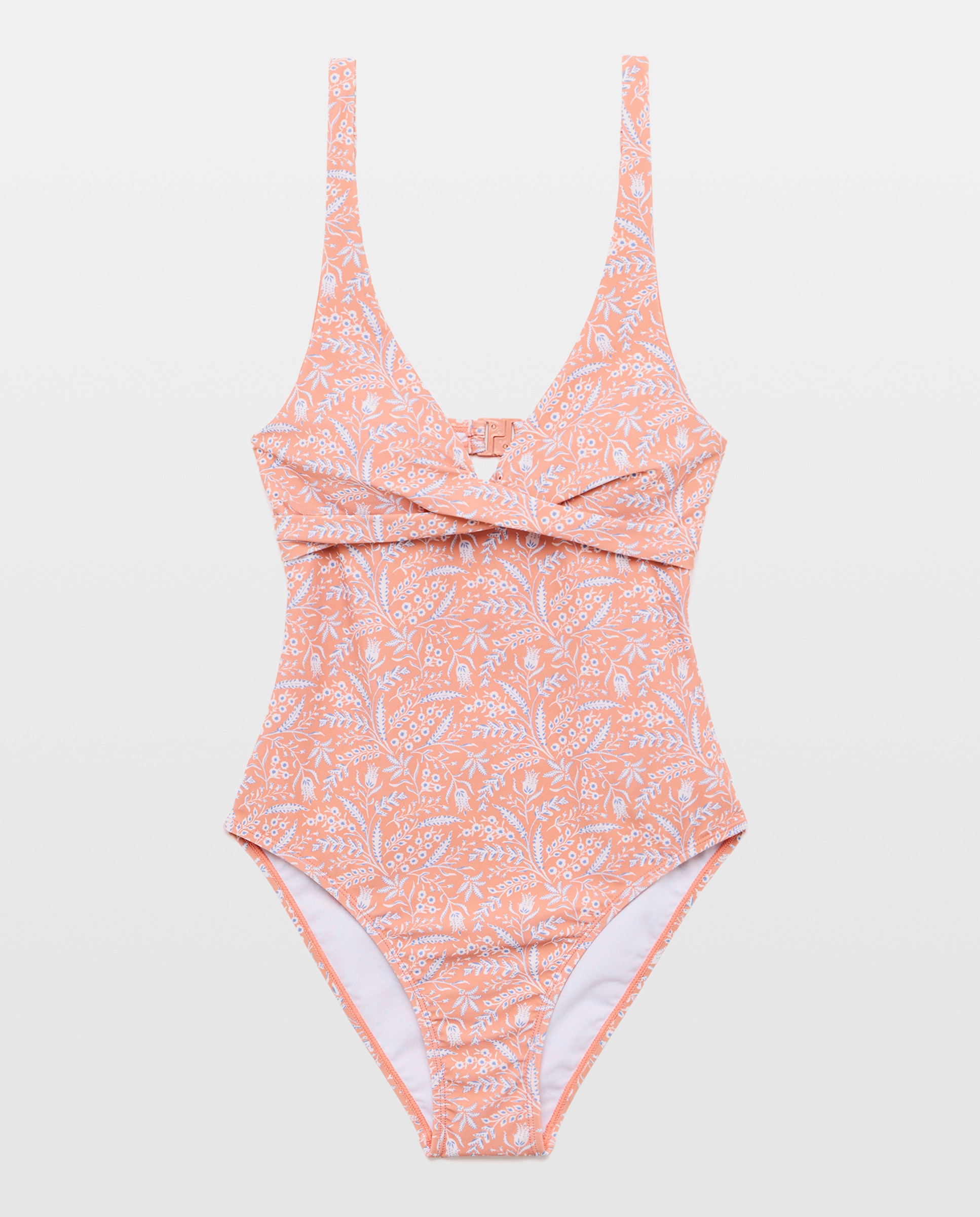 Bañador mujer escote cruzado Naranja-4