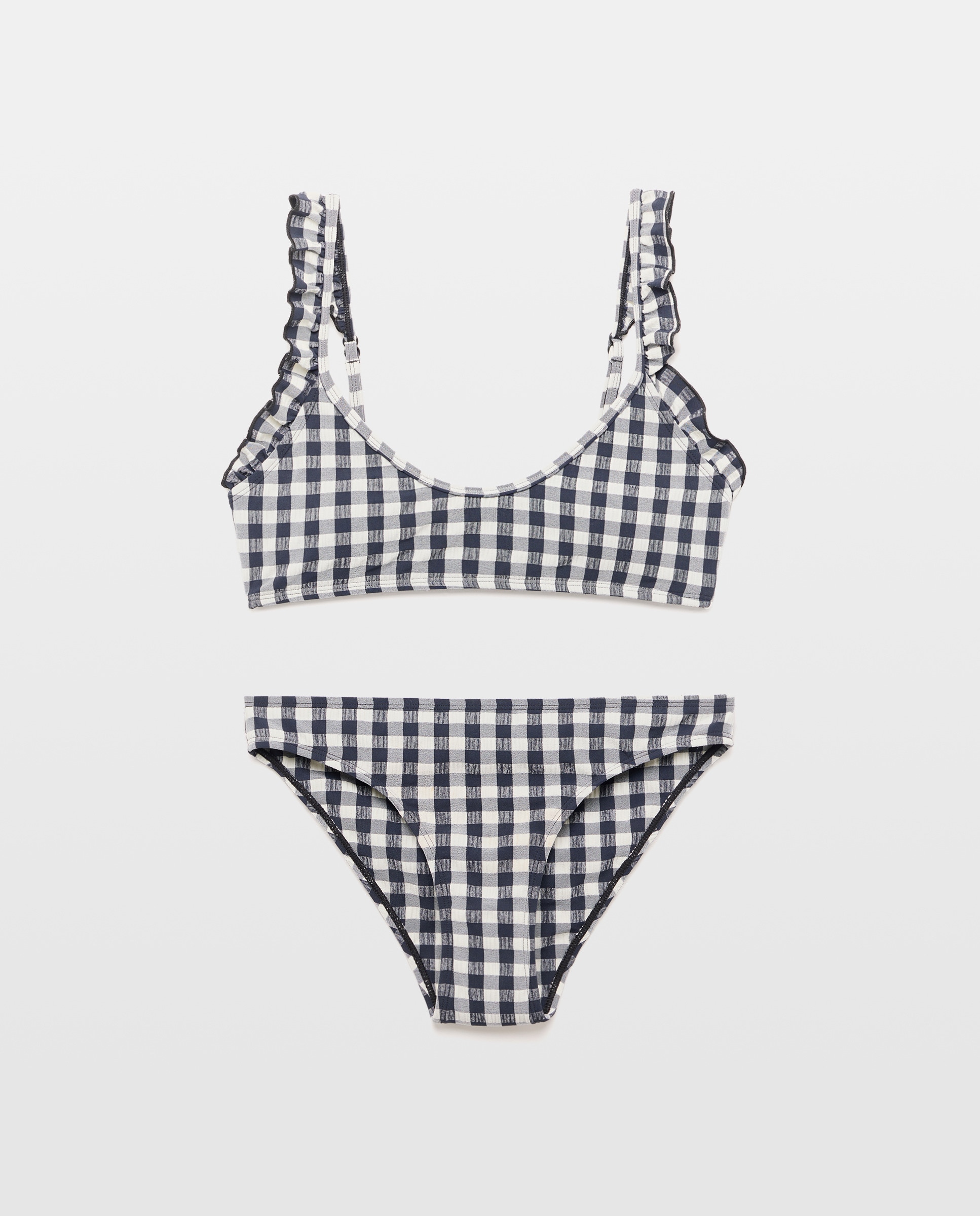 Bikini mujer volantes seersucker Negro-5