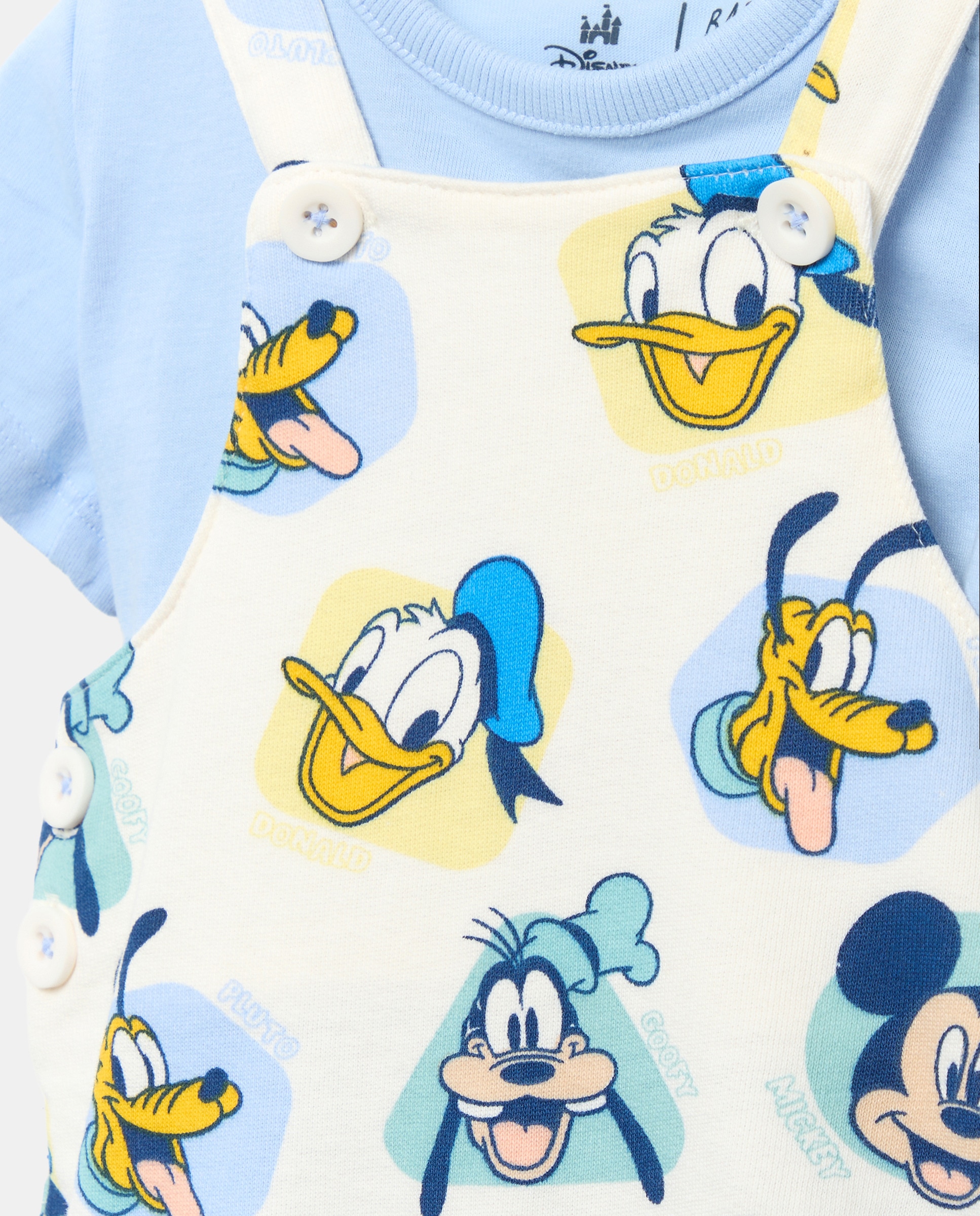 Jardineiras e T-shirt de Manga Curta de Bebé Mickey Baby El Corte Inglés Branco-marfim-4