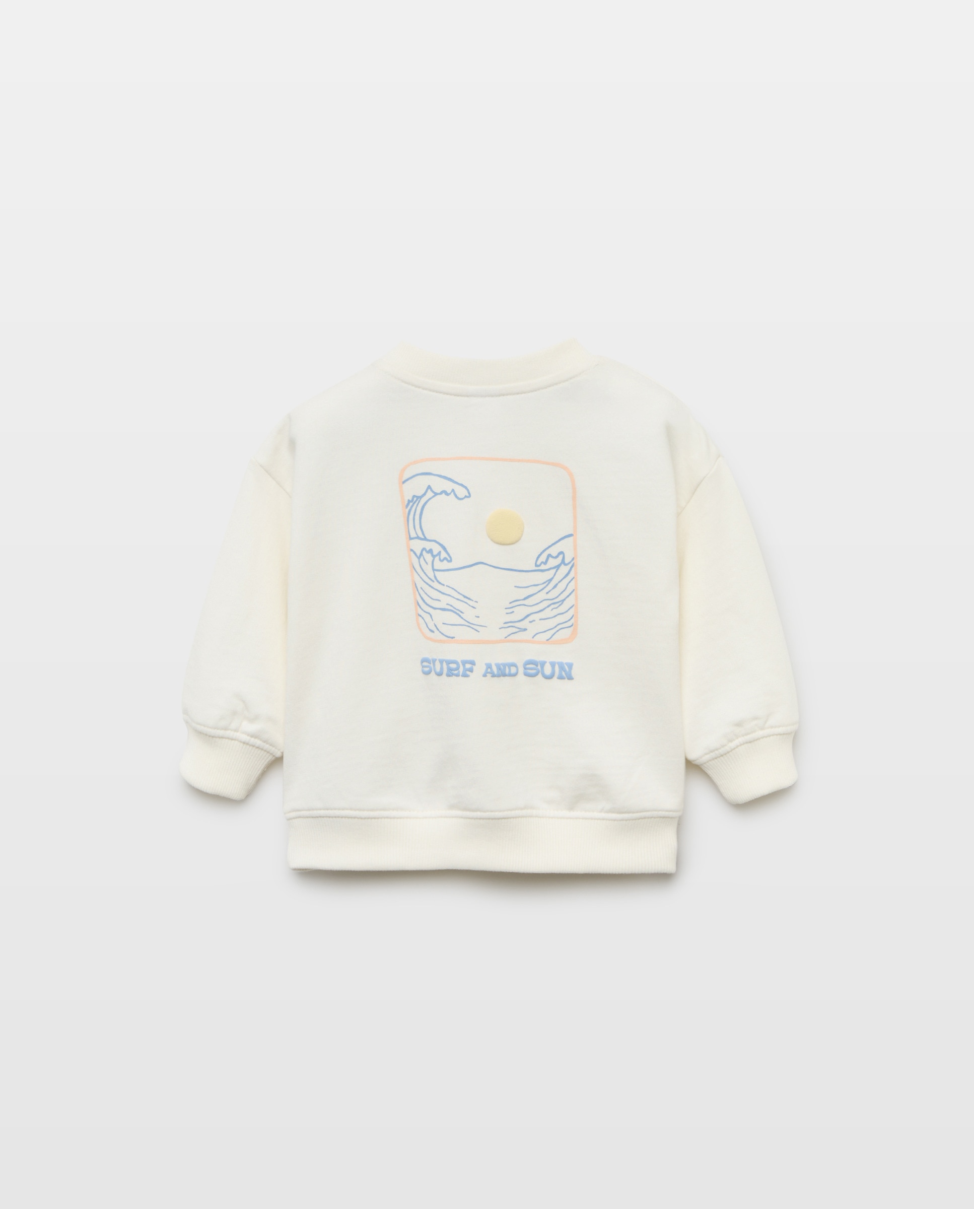 Sudadera de bebé cuello caja parche Blanco roto-2