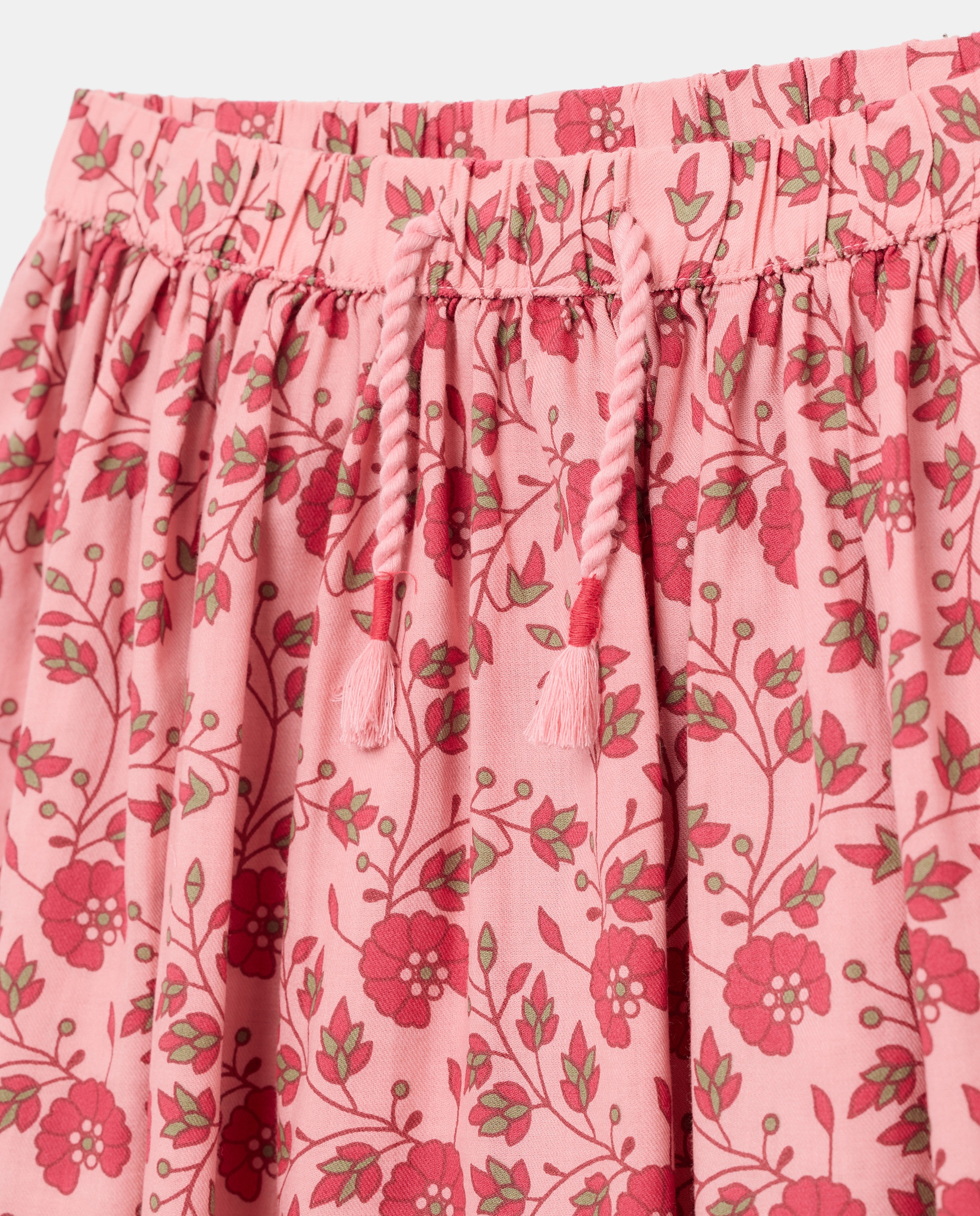 Saia Rodada Estampada com Cordão na Cintura Rosa-6