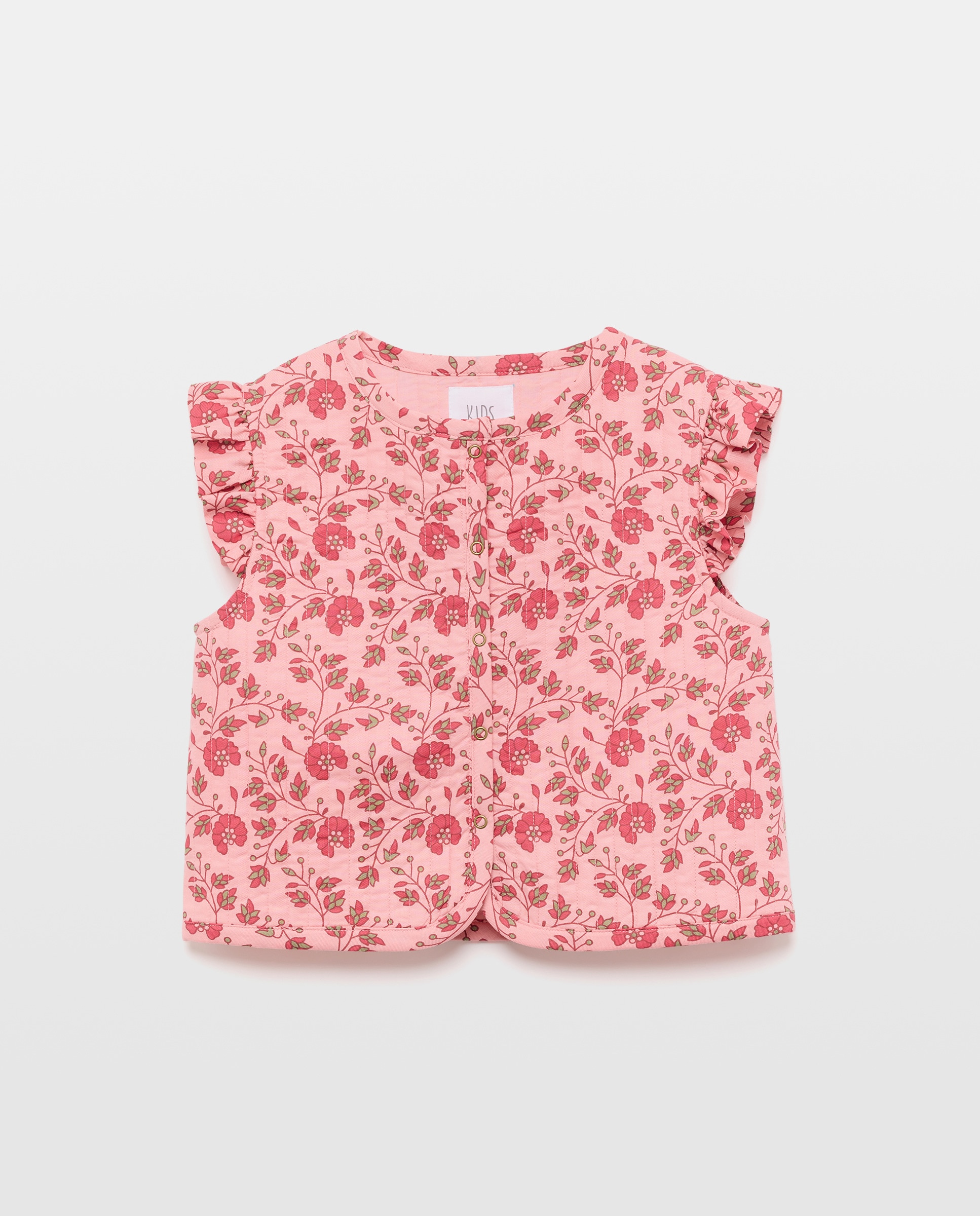 Colete Acolchoado de Algodão com Estampado Rosa-5