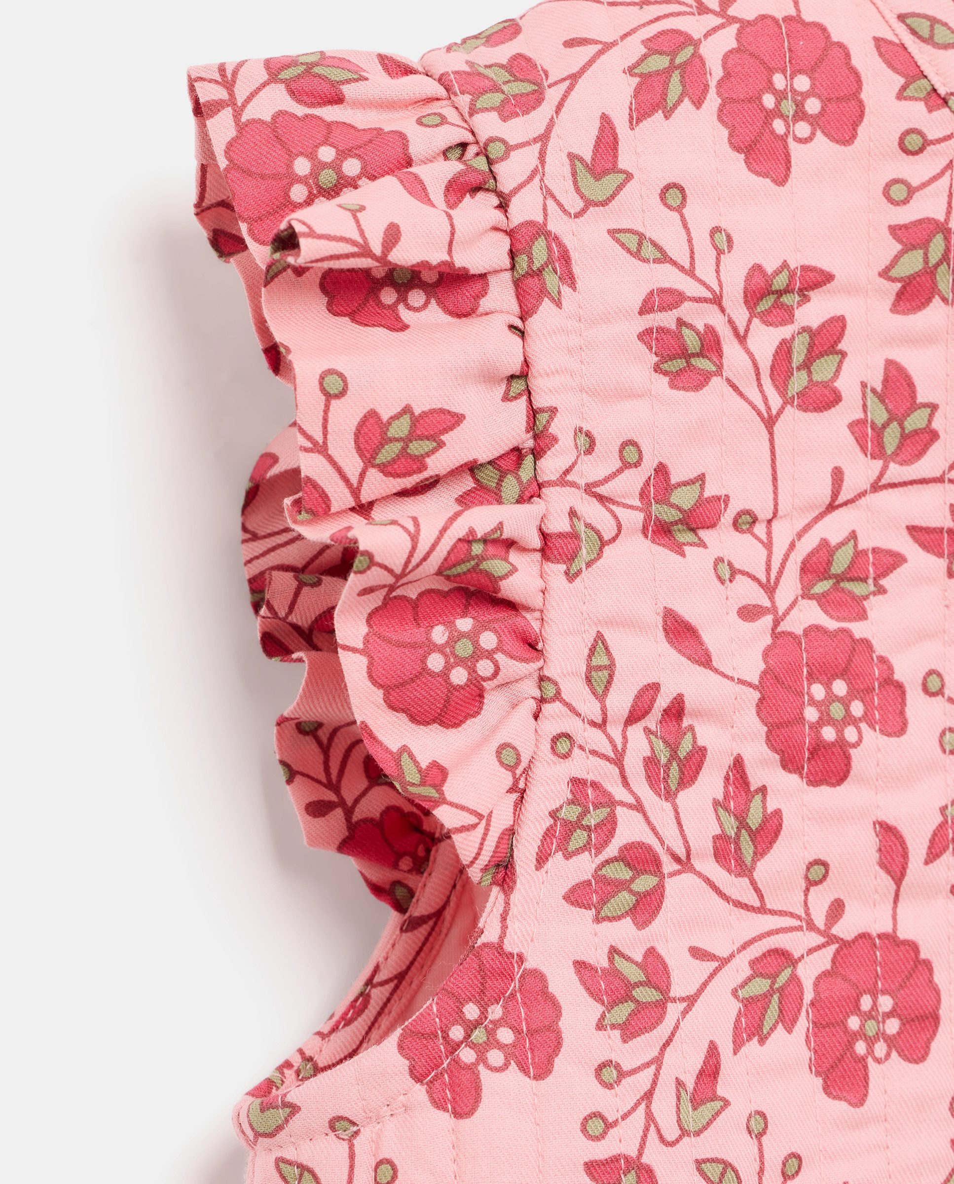 Colete Acolchoado de Algodão com Estampado Rosa-6