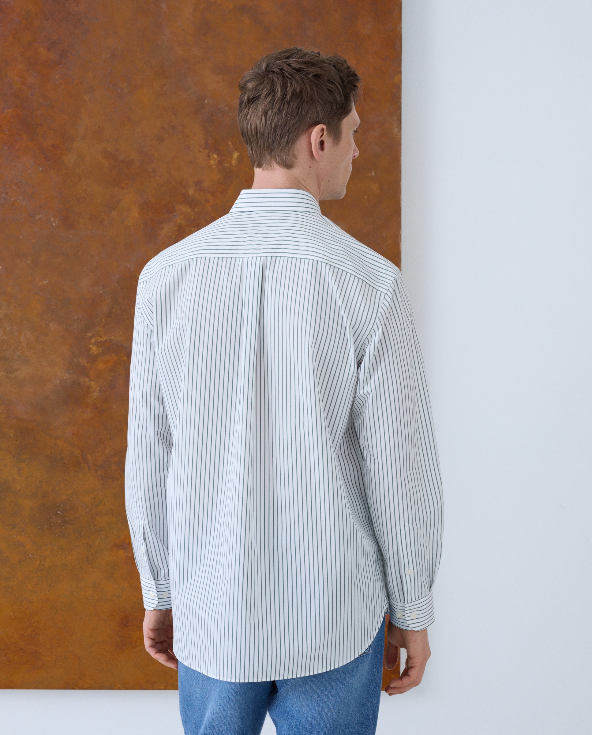 Camisa Casual de Manga Comprida Verde-3