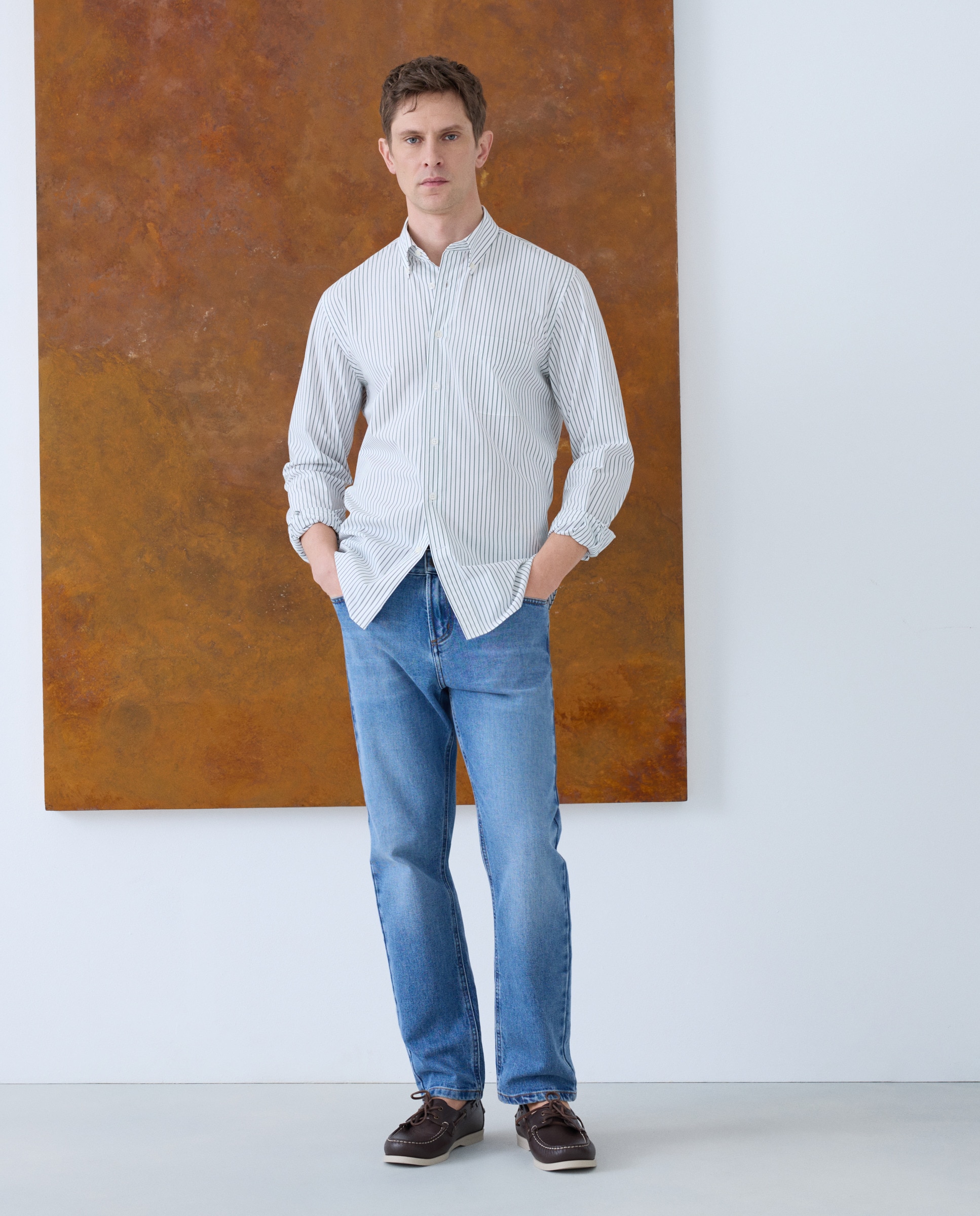 Camisa Casual de Manga Comprida Verde-2