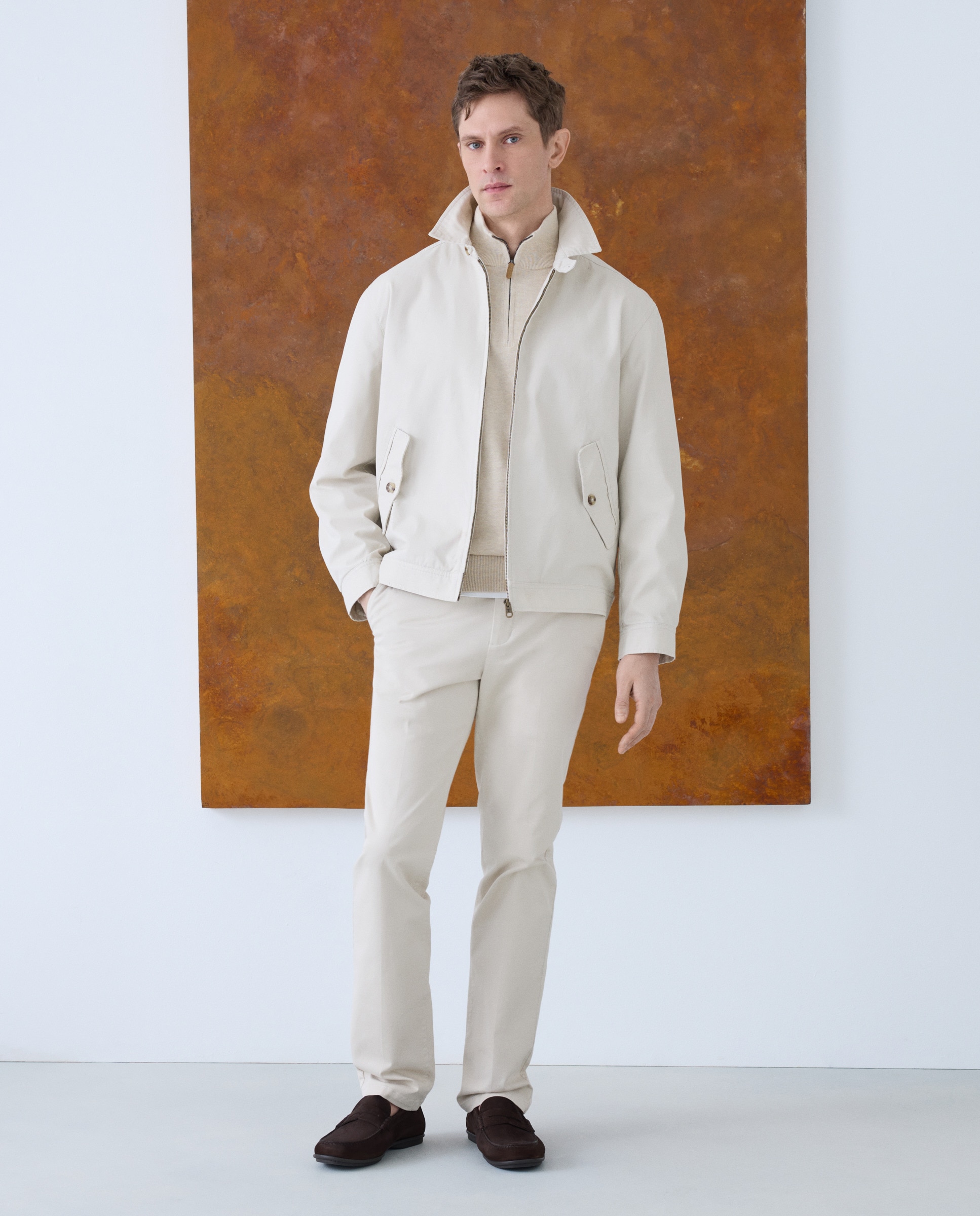 Blusão Tipo Harrington em Algodão Pedra-3