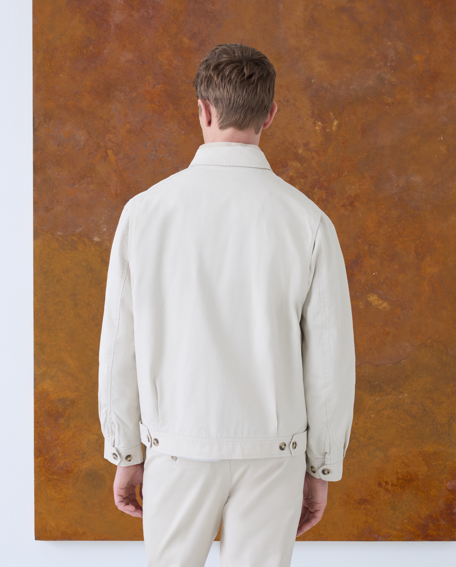 Blusão Tipo Harrington em Algodão Pedra-4