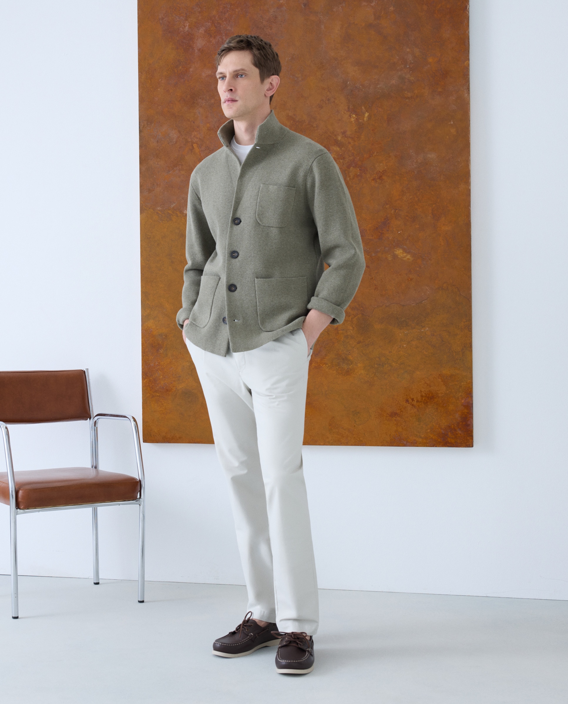 Cardigan de Algodão e Linho com Botões Verde-claro-2