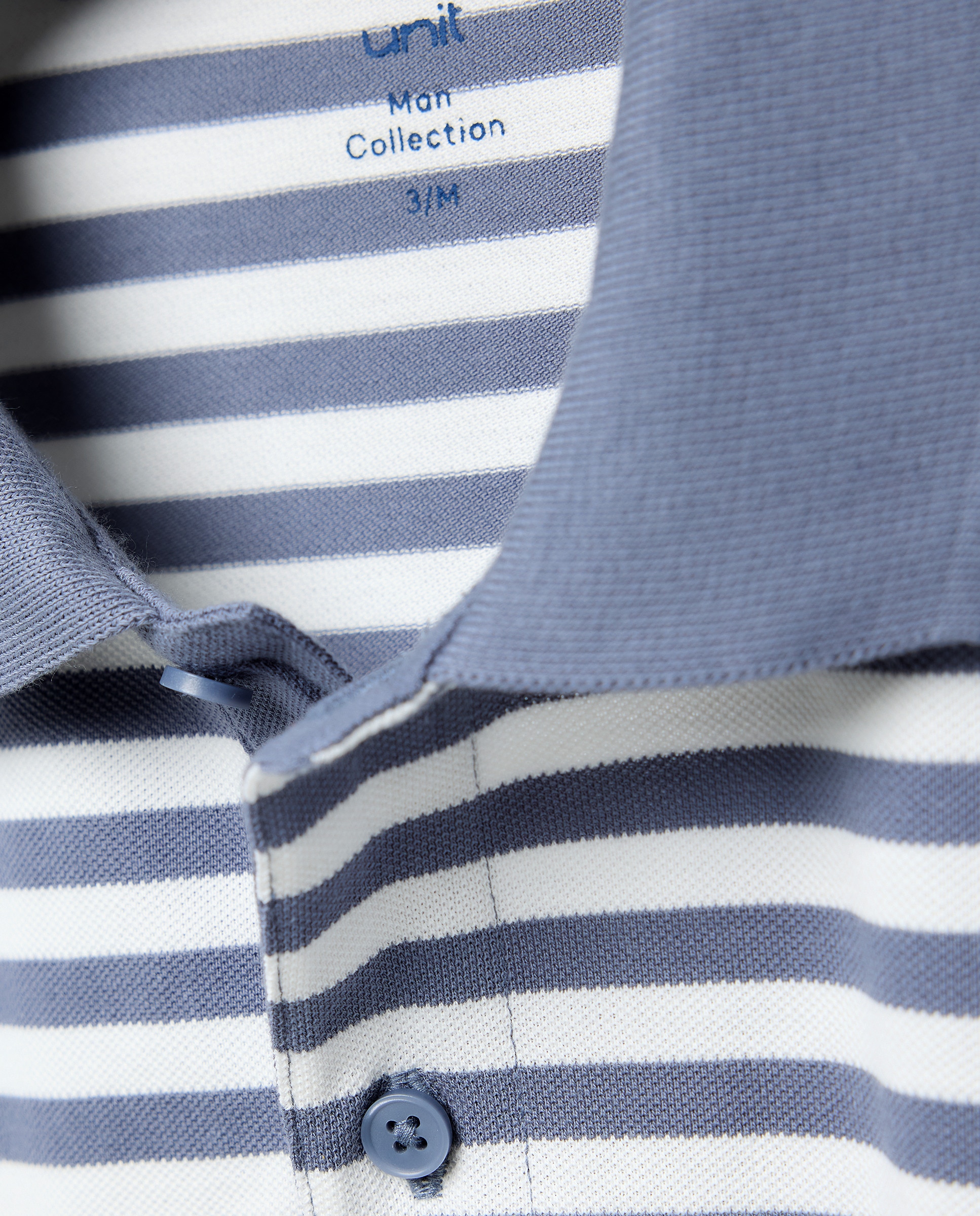 Polo de hombre manga corta raya fina 400 Azul-5