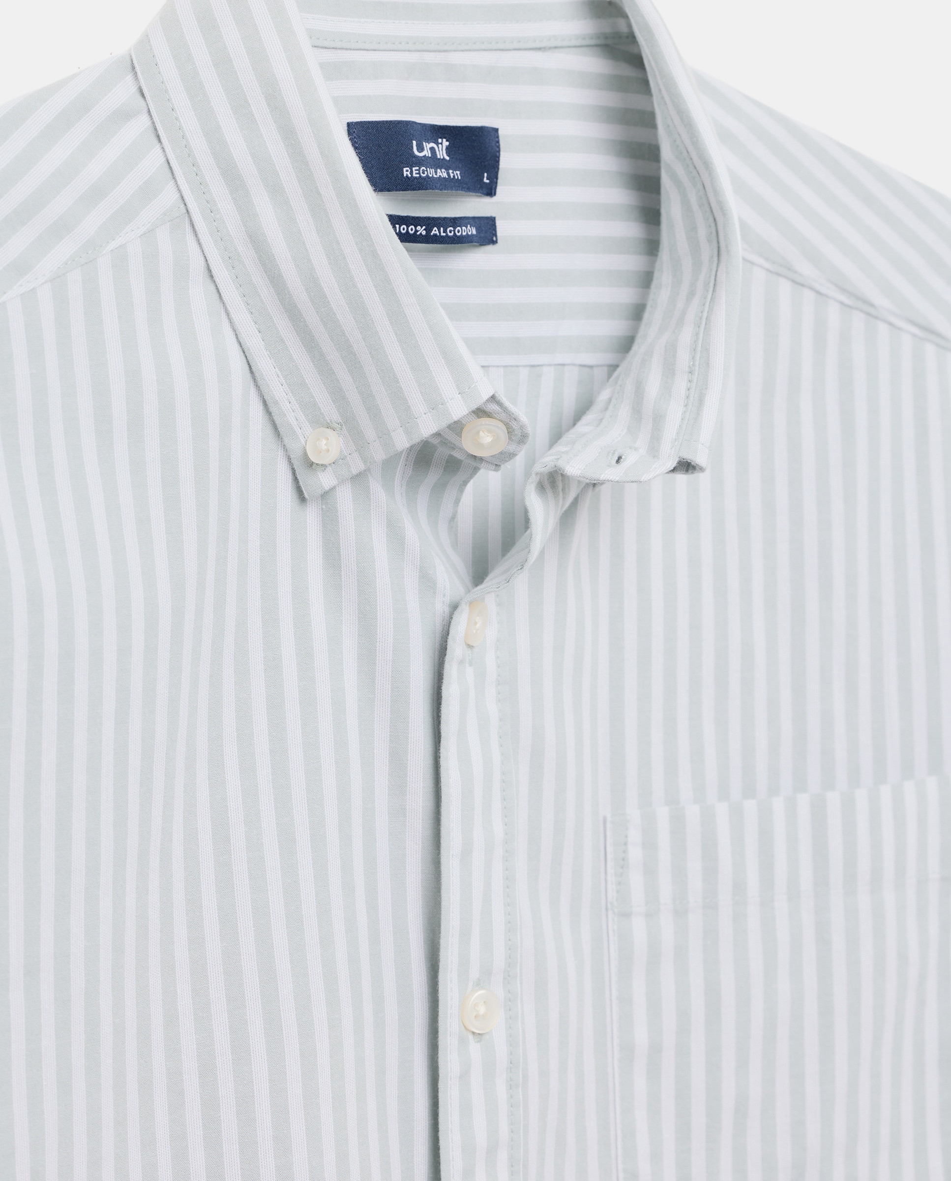 Camisa sport manga corta hombre popelín Verde claro-5
