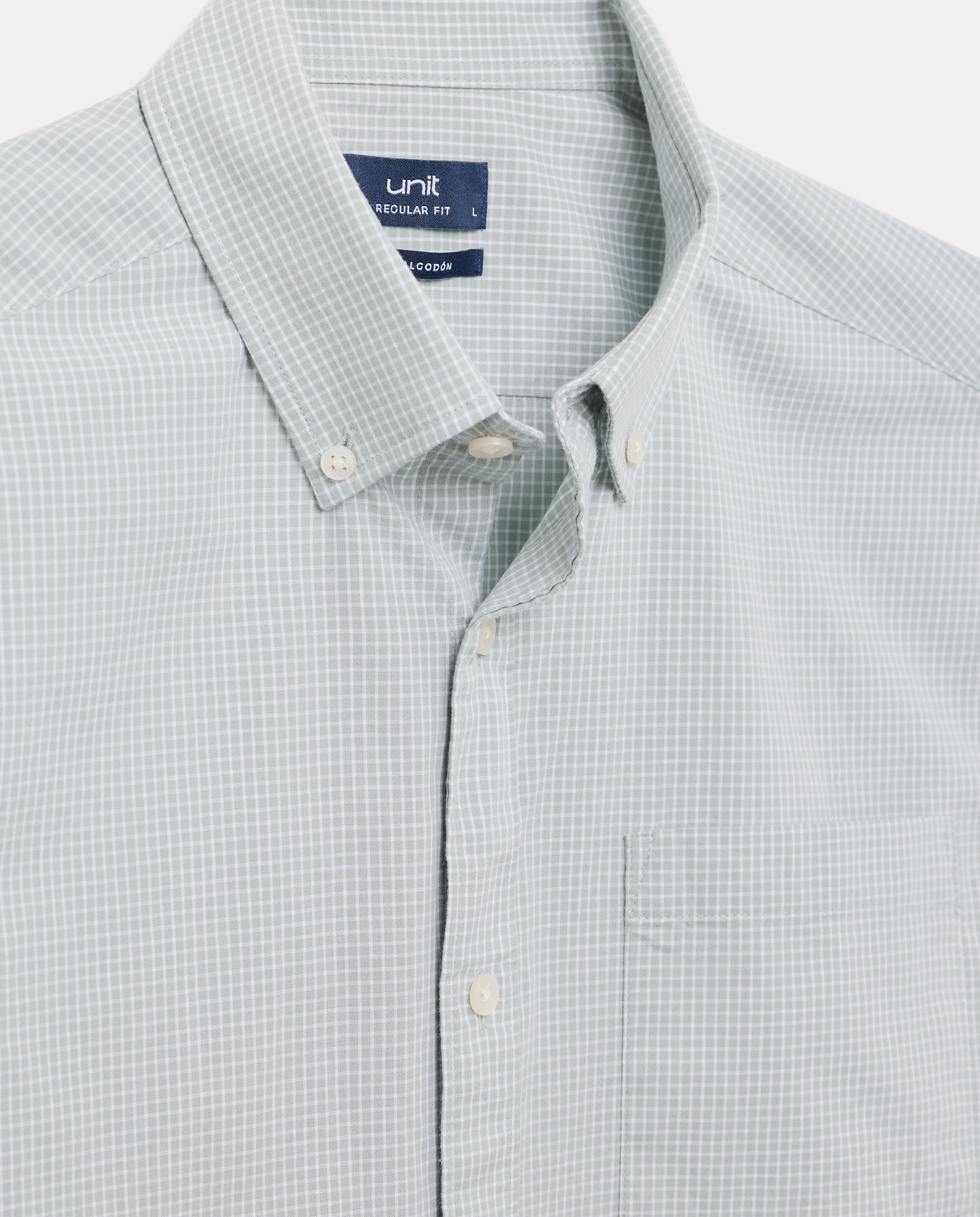 Camisa sport manga corta hombre popelín 510 Verde claro-5